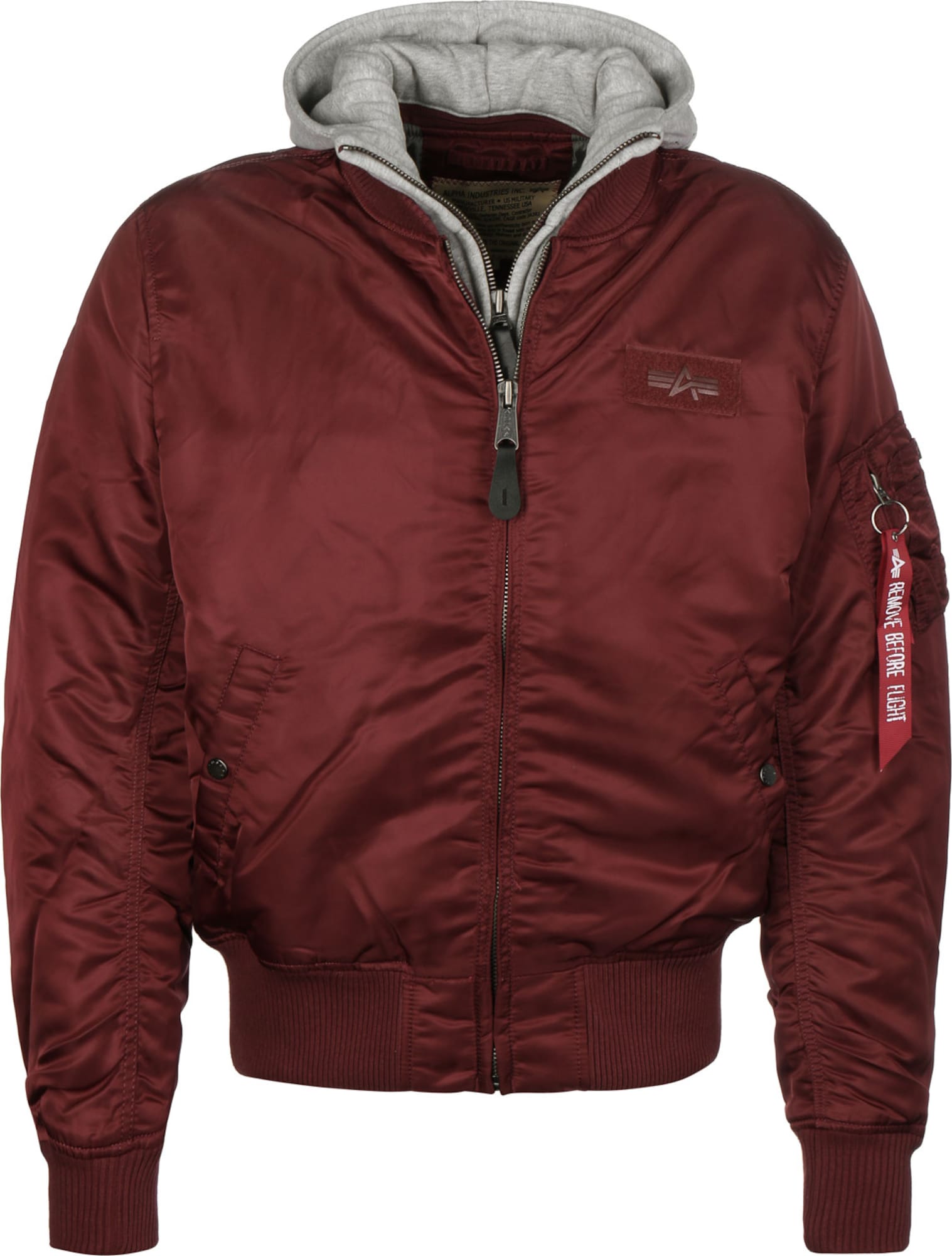 ALPHA INDUSTRIES Átmeneti dzseki 'MA-1 D-Tec'  szürke melír / burgundi vörös