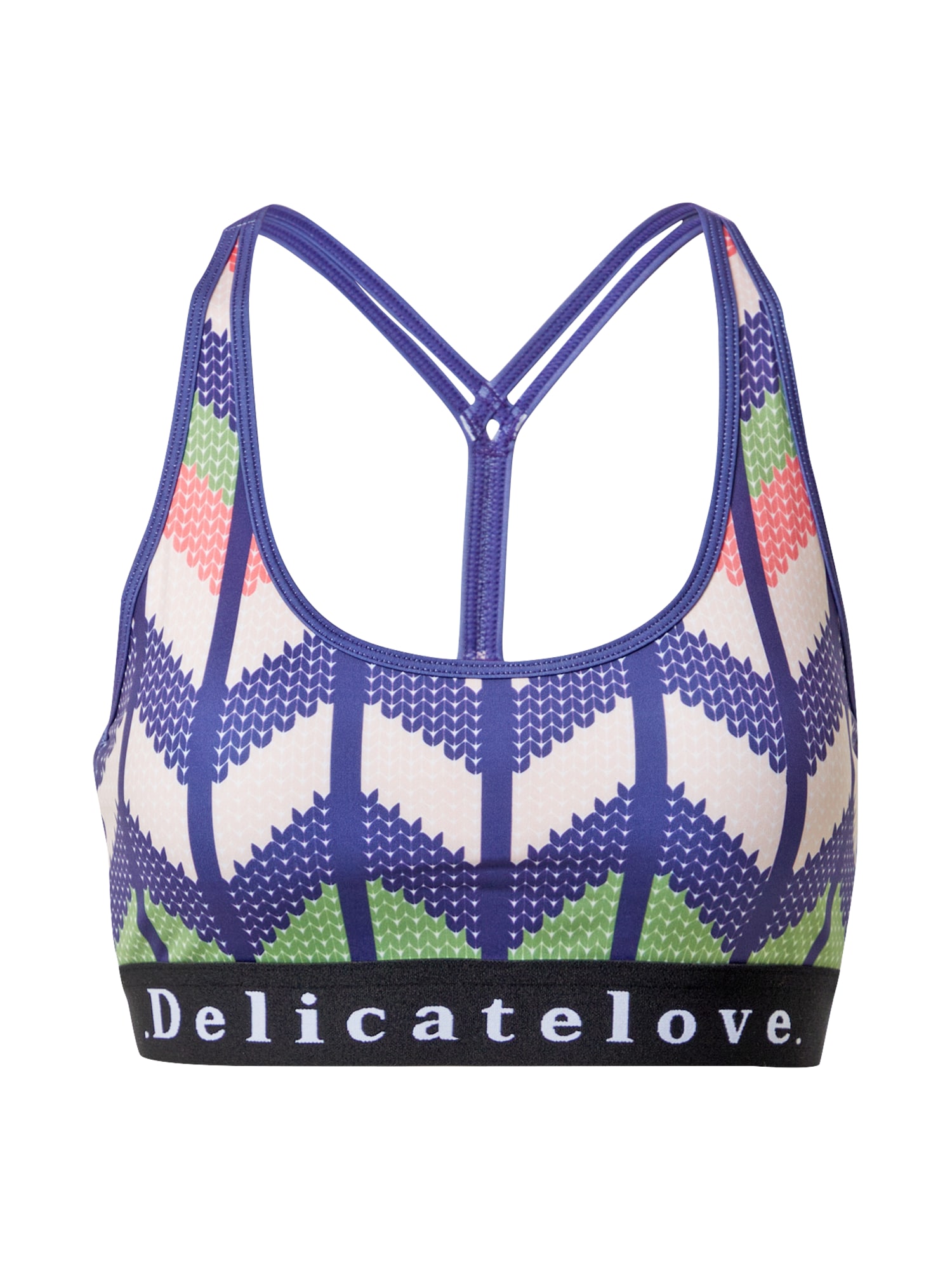DELICATELOVE Sport top 'Shiva'  sötétlila / rózsaszín / világoszöld / fehér