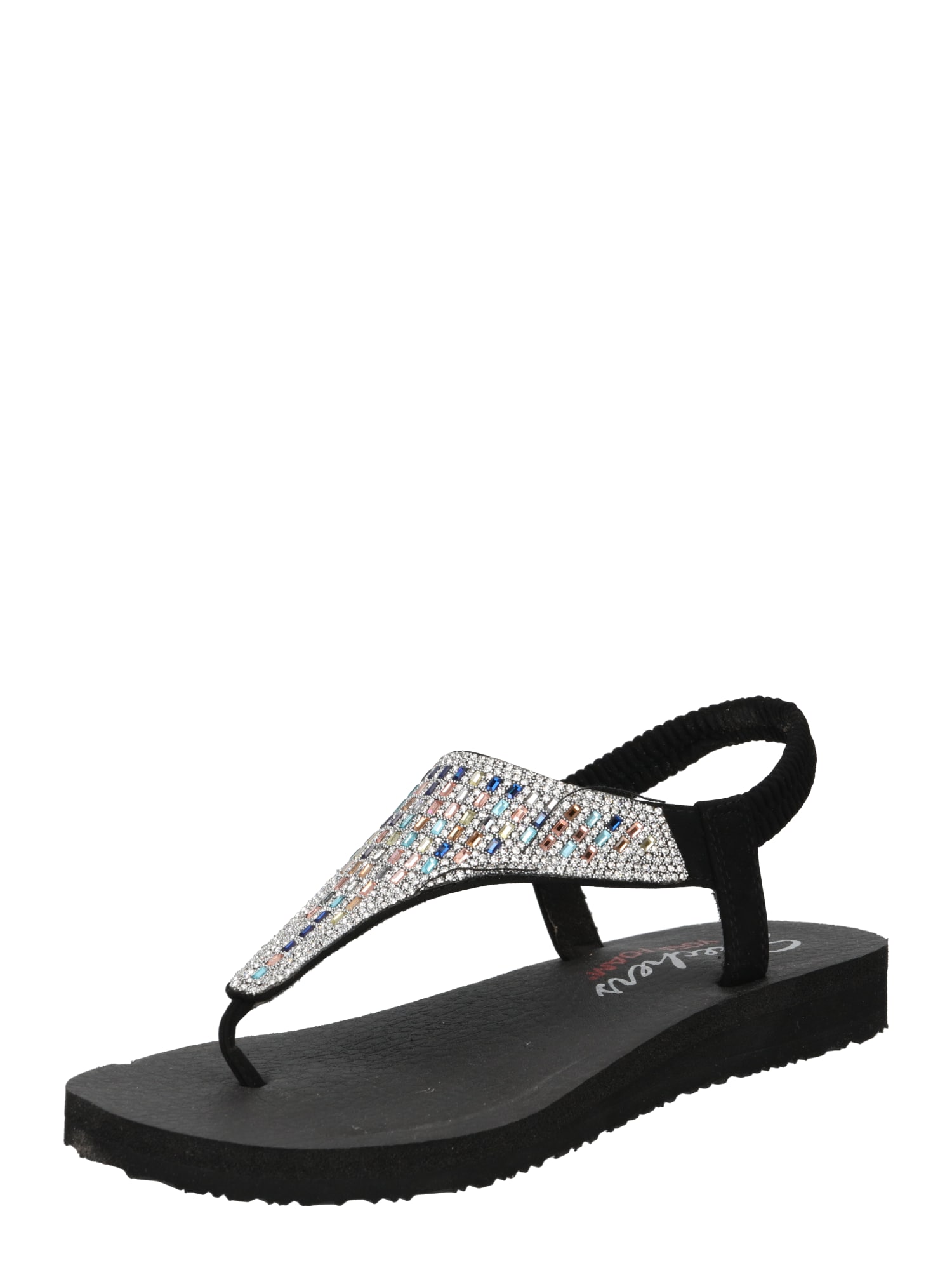 SKECHERS Ujjelválasztó-pántos szandál 'Meditation'  fekete / átlátszó / vegyes színek