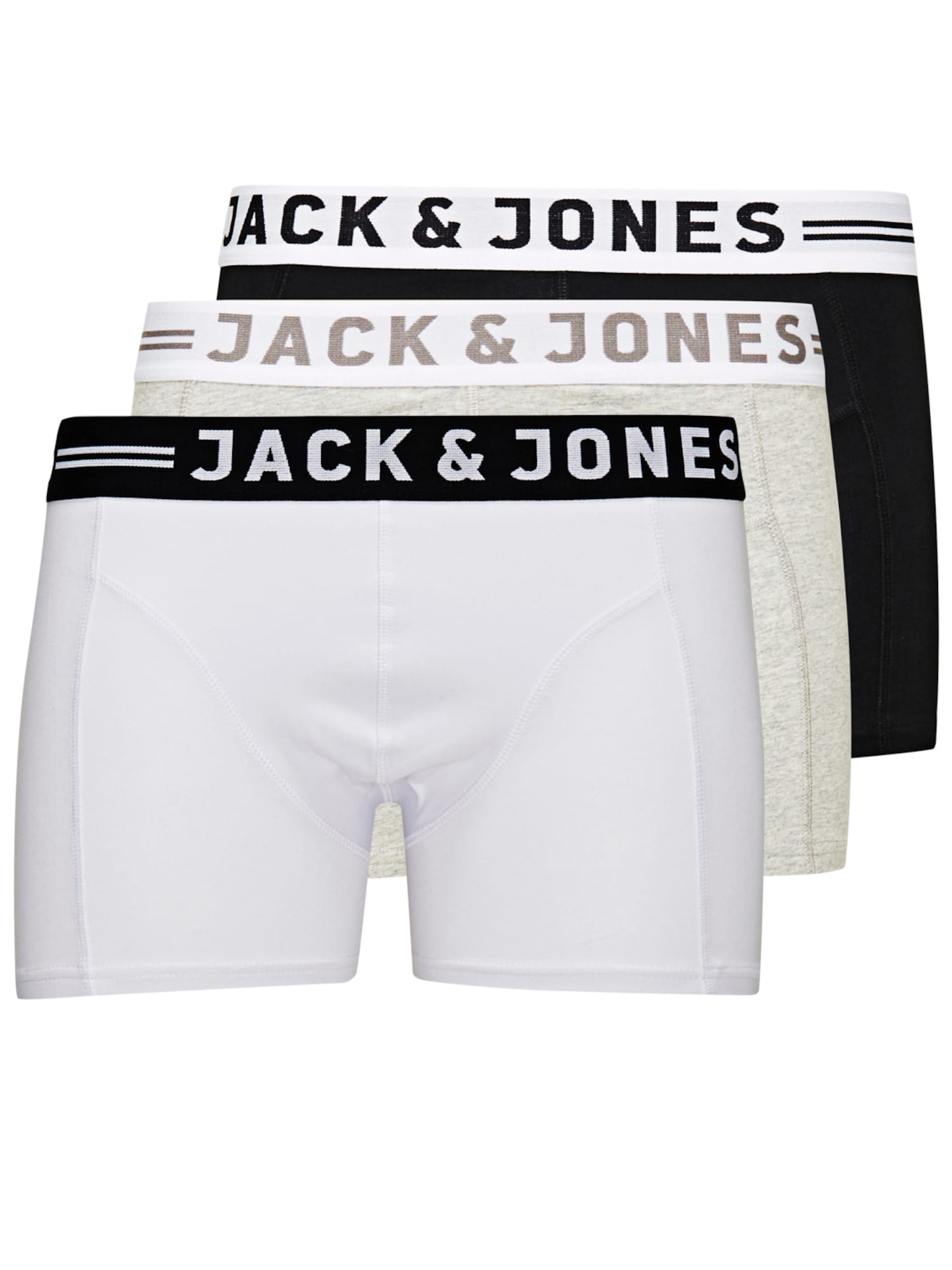 JACK & JONES Boxeralsók 'Sense'  fehér / fekete / szürke melír