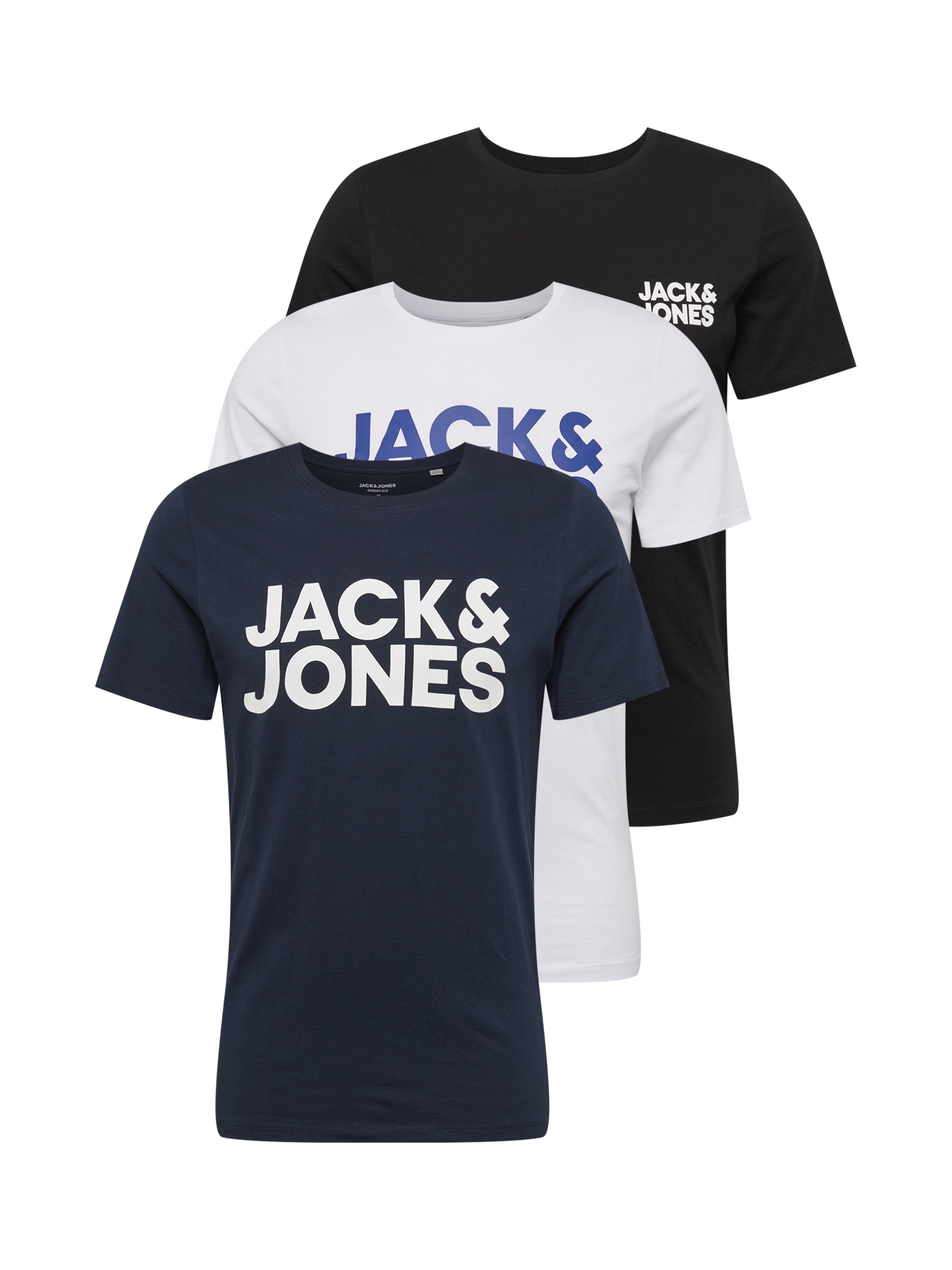 JACK & JONES Póló  fehér / fekete / tengerészkék