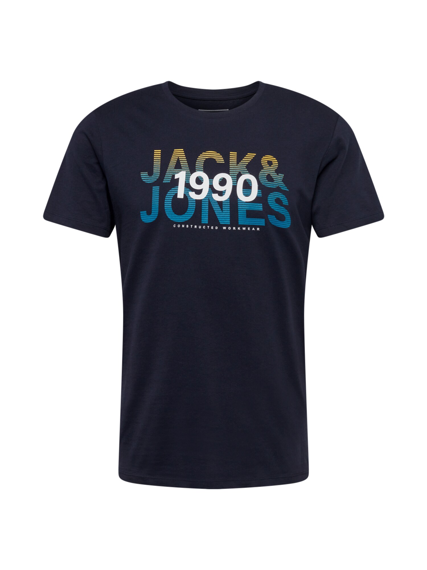 JACK & JONES Póló 'Fade'  tengerészkék / sárga / fehér / kék