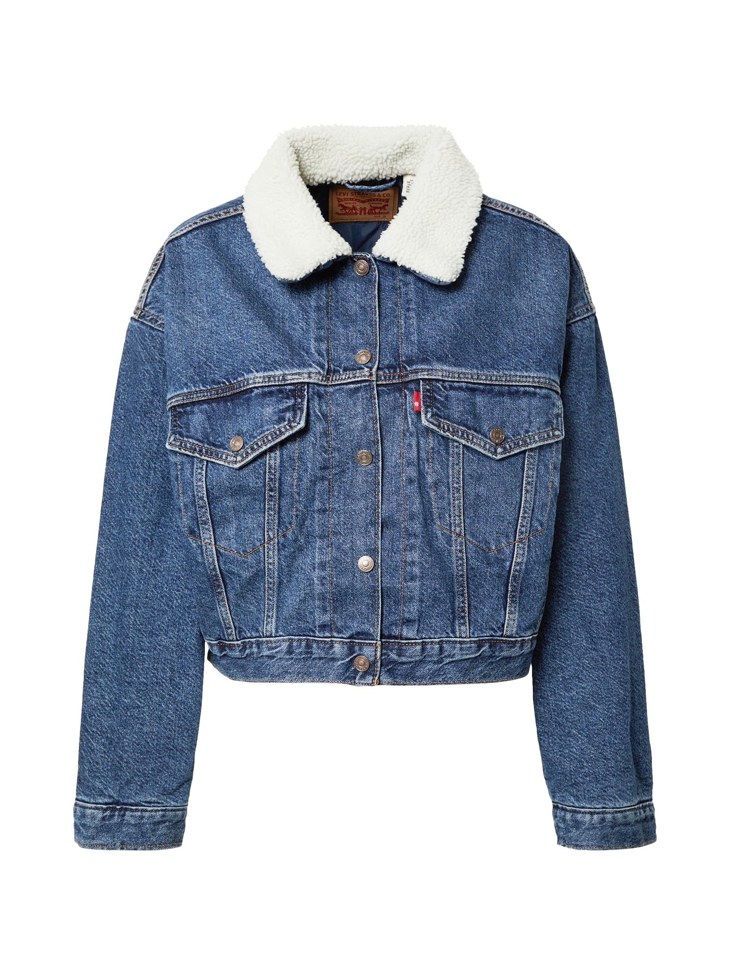 LEVI'S Átmeneti dzseki 'CROPPED LOOSE SHERPA'  kék farmer