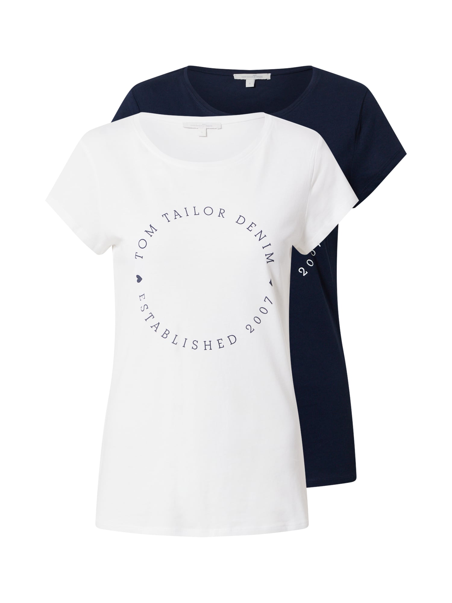 TOM TAILOR DENIM Póló  fehér / kobaltkék