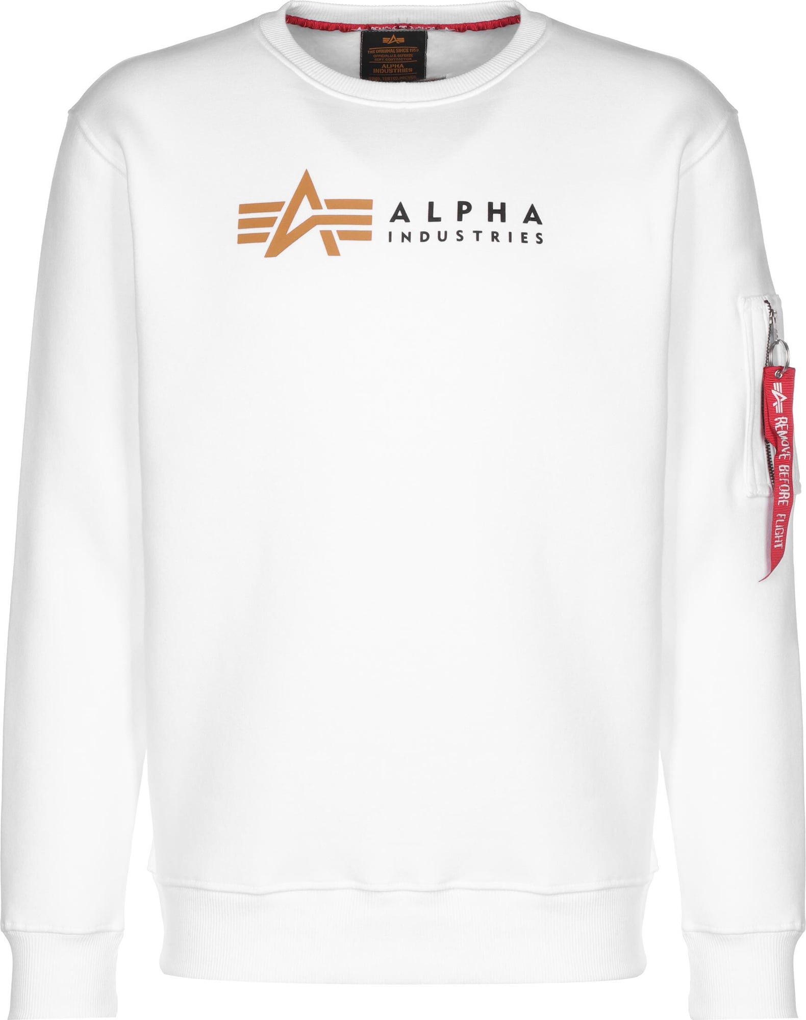 ALPHA INDUSTRIES Tréning póló  fehér / fekete / aranysárga