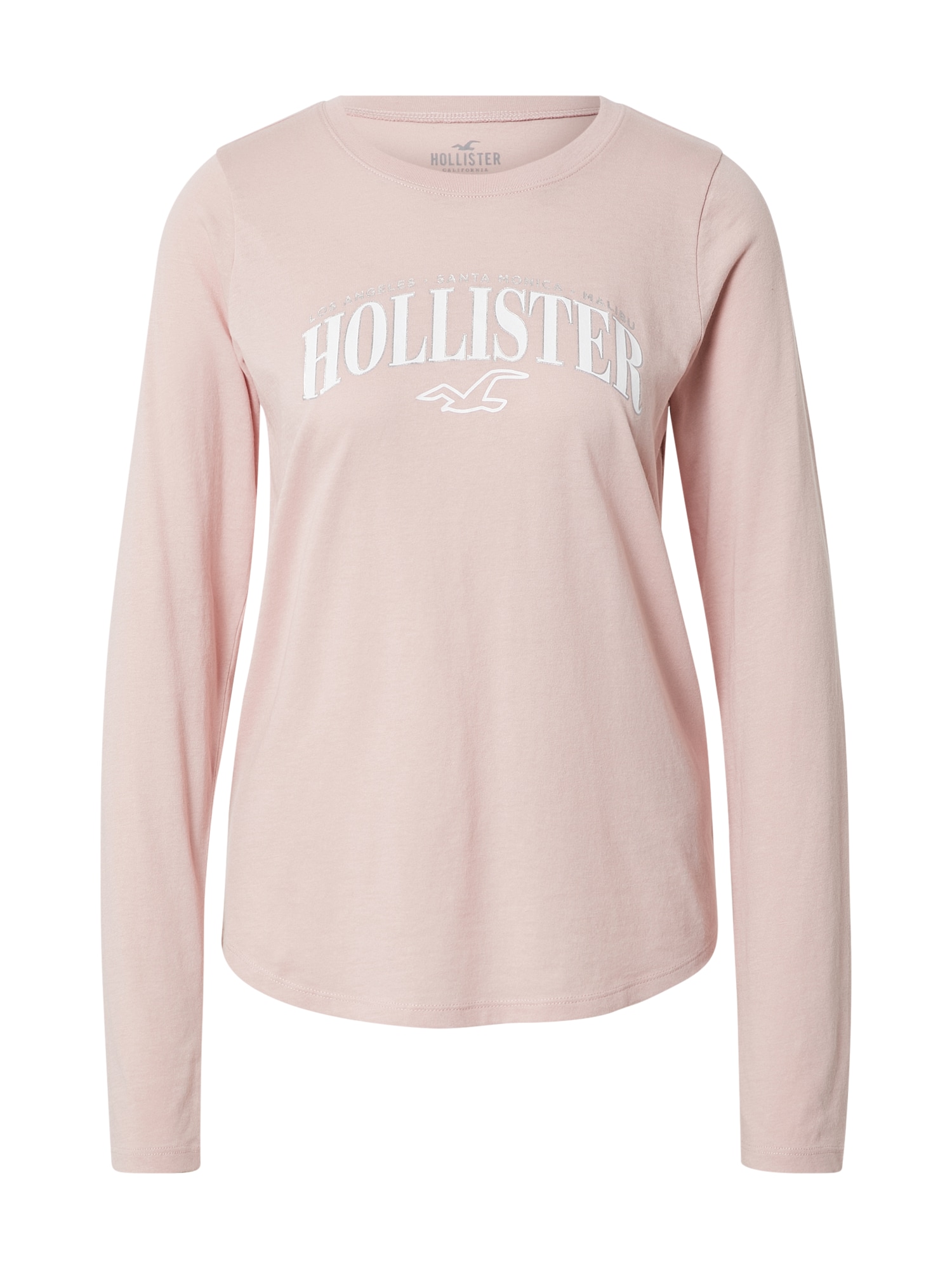 HOLLISTER Póló  rózsaszín / fehér / ezüst