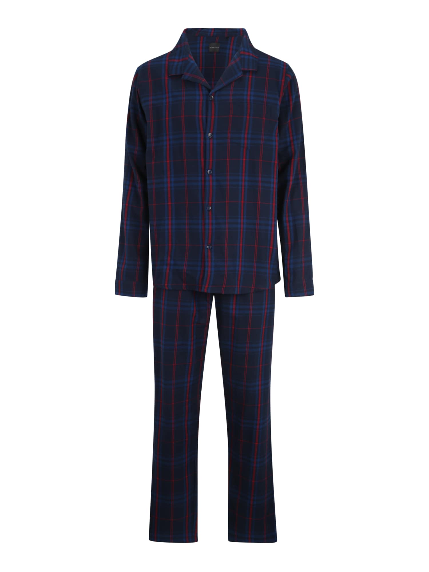 SCHIESSER Hosszú pizsama  kék / éjkék / piros
