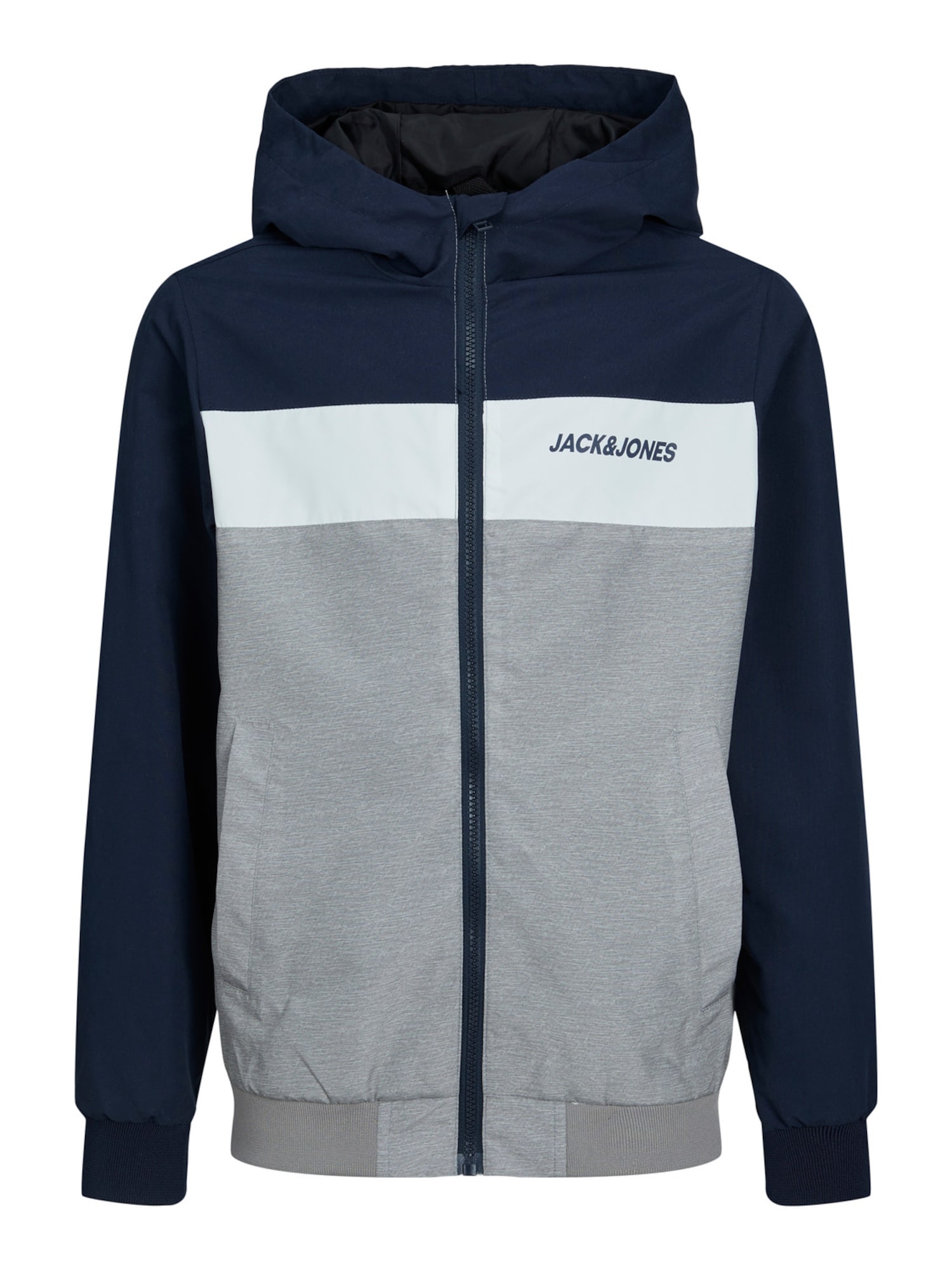 Jack & Jones Junior Átmeneti dzseki 'Rush'  sötétkék / fehér / szürke melír