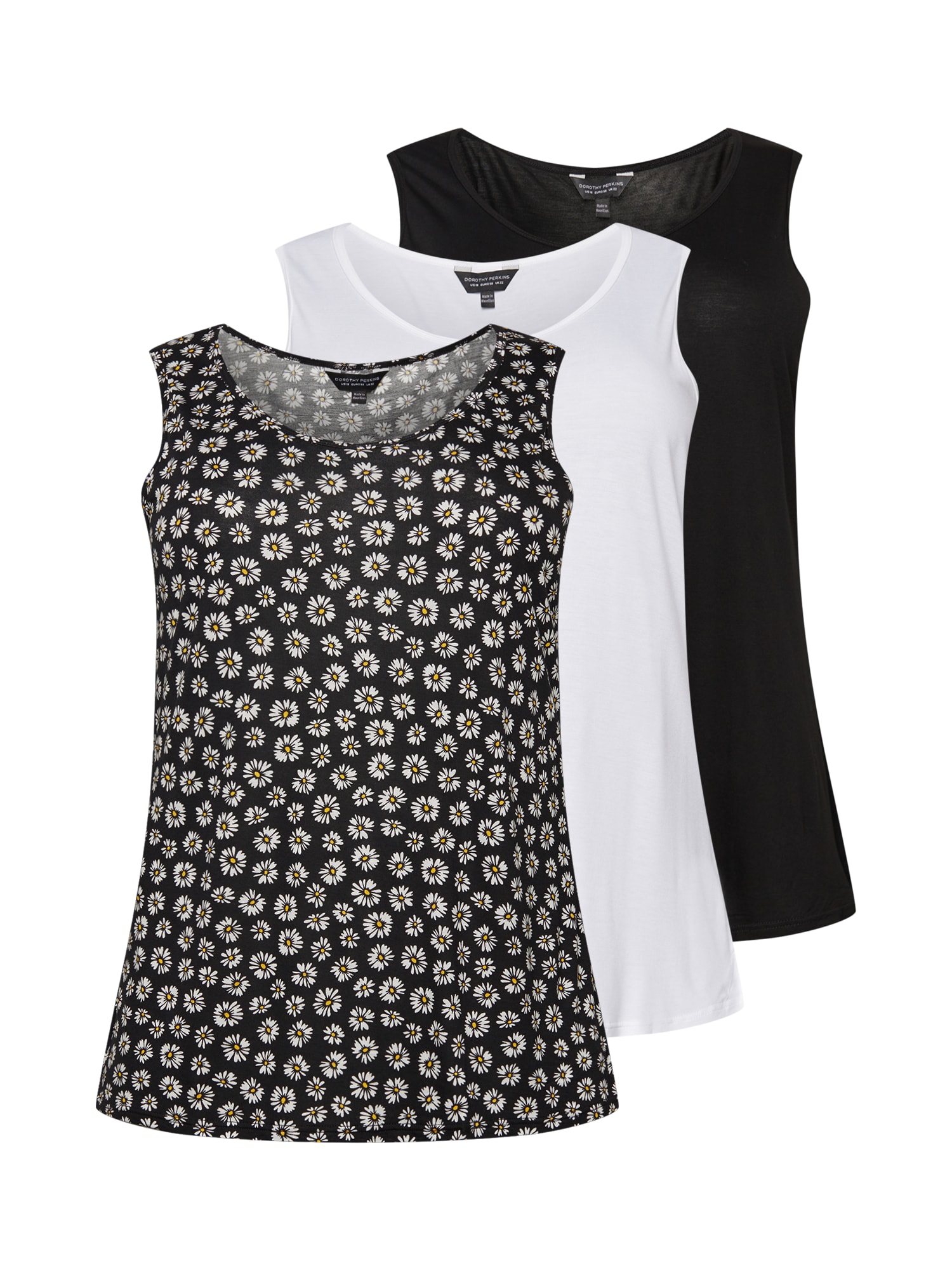 Dorothy Perkins Curve Top  fekete / fehér / sárga