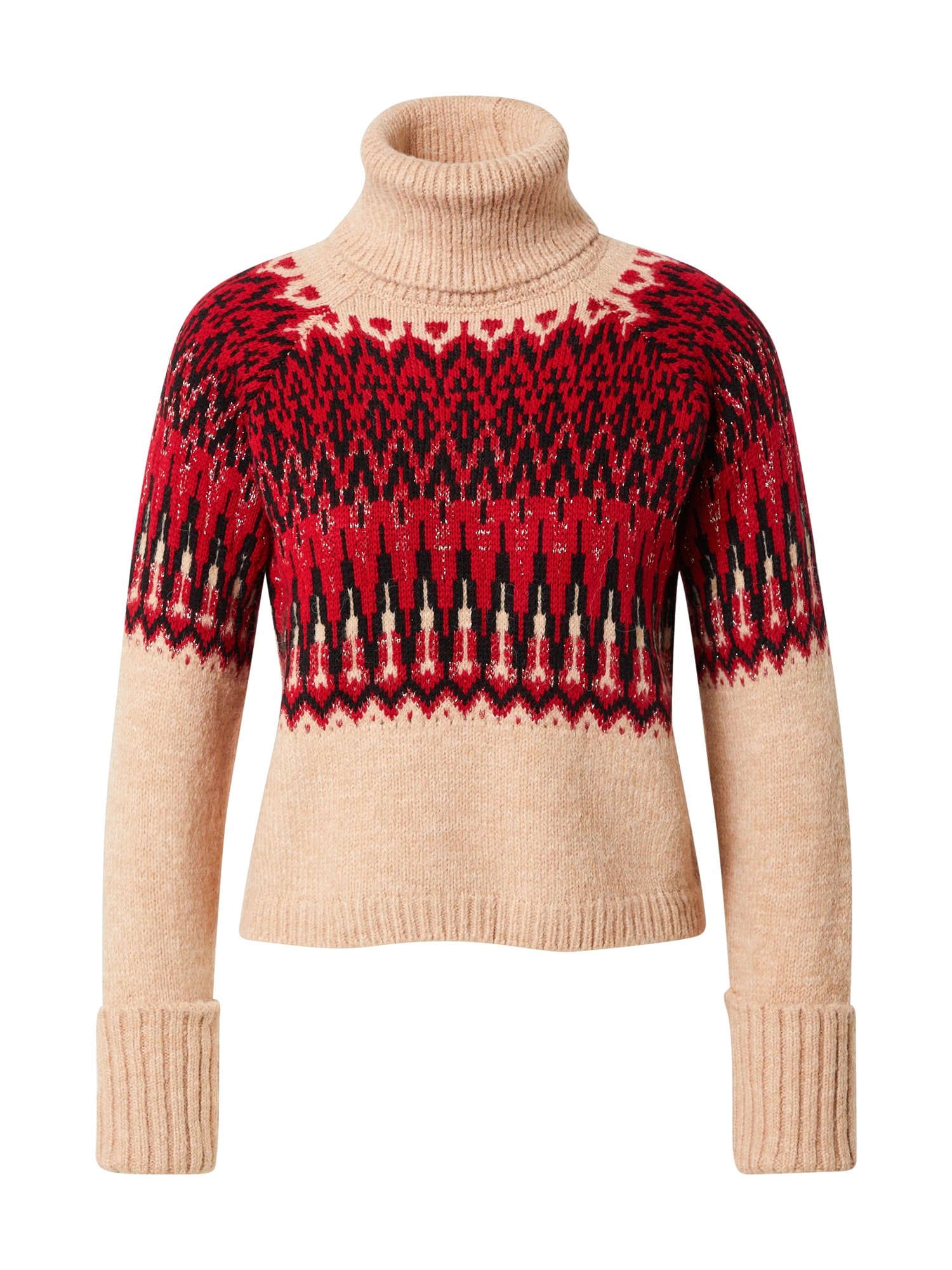 River Island Pulóver 'FAIRISLE'  bézs melír / piros / fekete