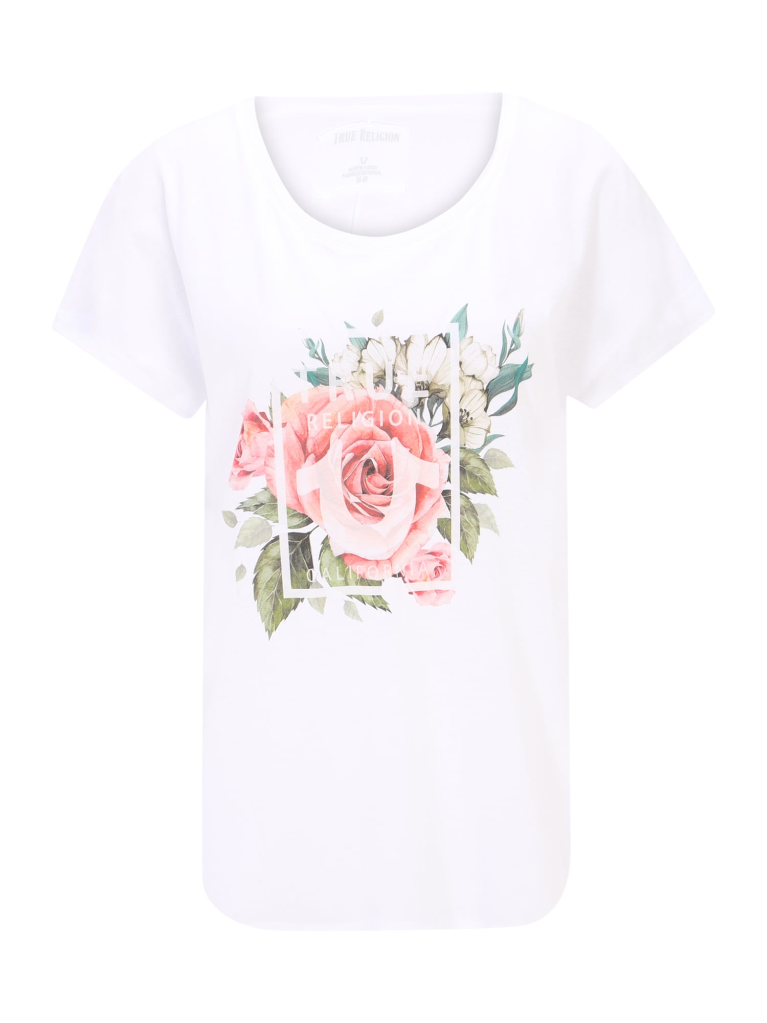 True Religion Póló 'ROSE'  fehér / pasztellpiros / zöld / jáde / bézs