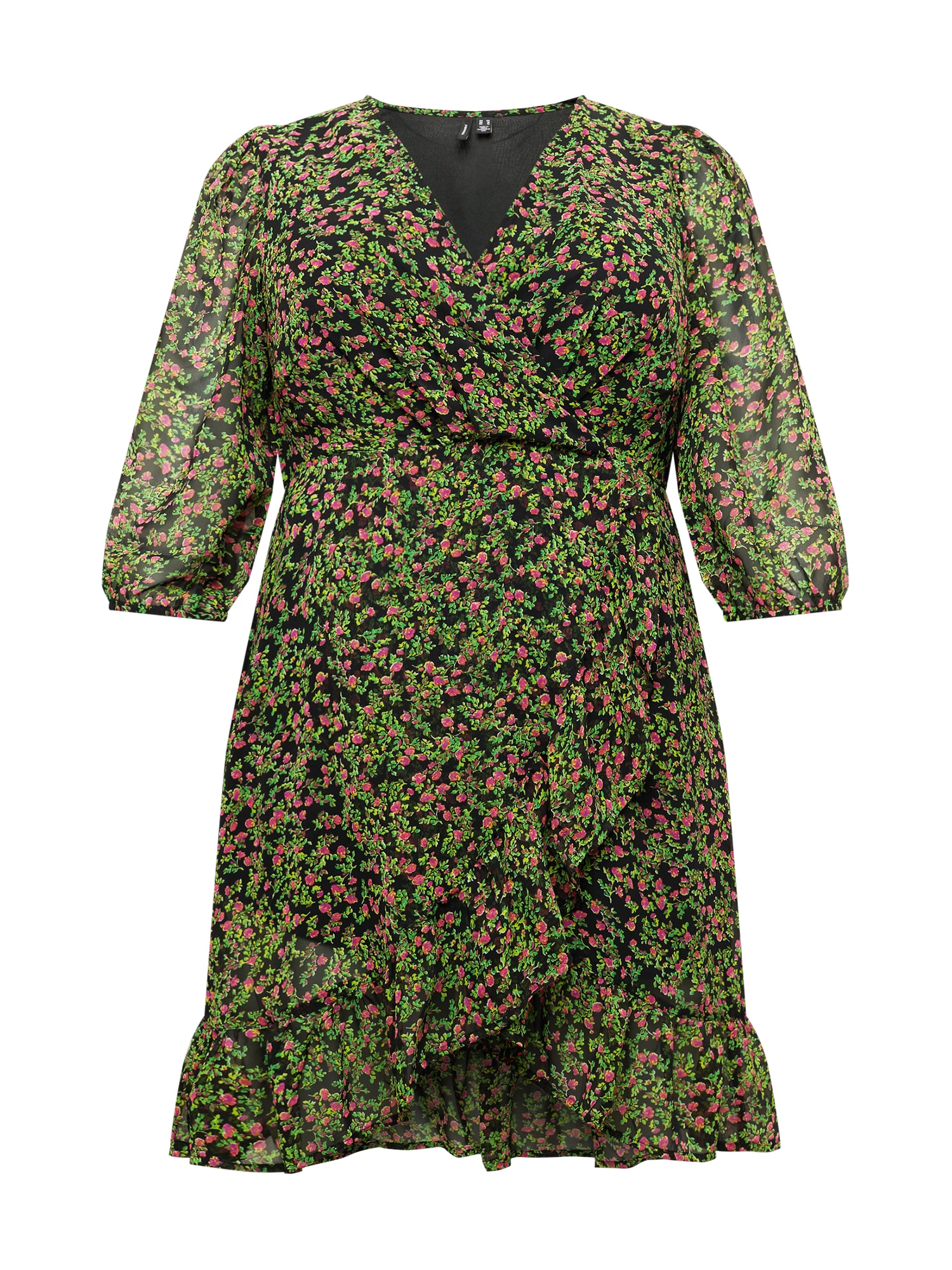 Vero Moda Curve Ruha  fekete / világoszöld / rózsaszín