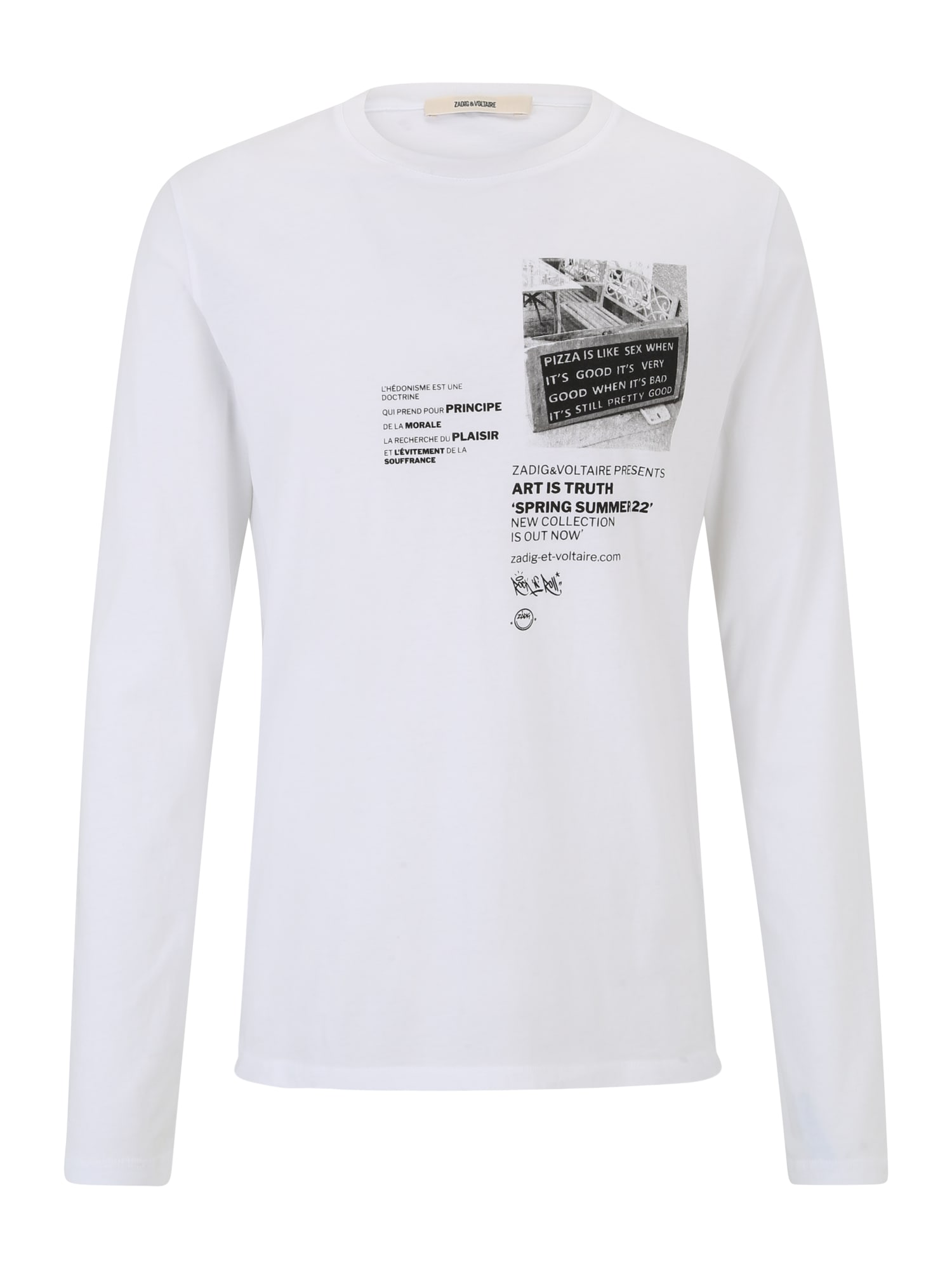 Zadig & Voltaire Póló 'HECTOR'  fehér / fekete / szürke melír