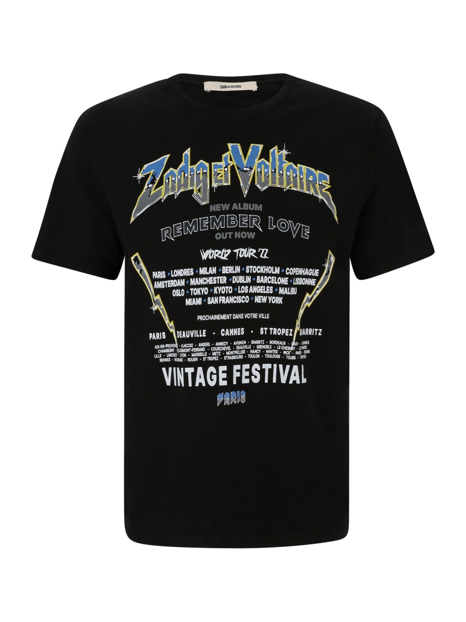 Zadig & Voltaire Póló  fekete / fehér / kék / neonsárga / szürke