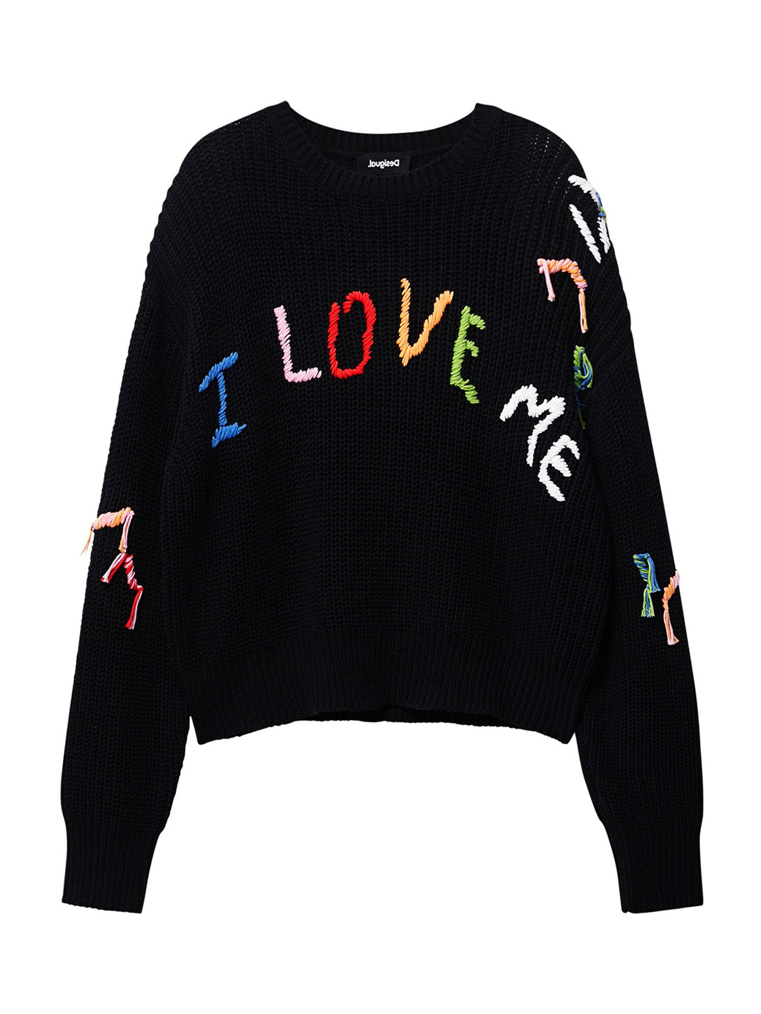 Desigual Pulóver 'I Love Me'  fekete / vegyes színek