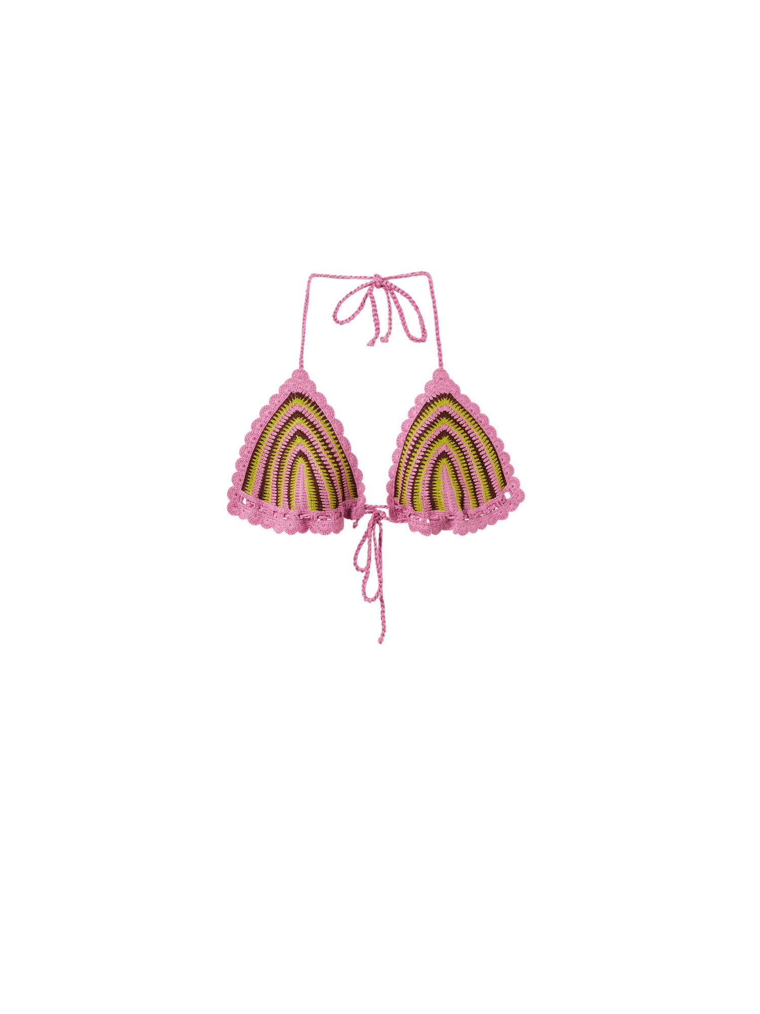 MANGO Bikini felső 'HABANA'  rózsaszín / világoszöld / barna