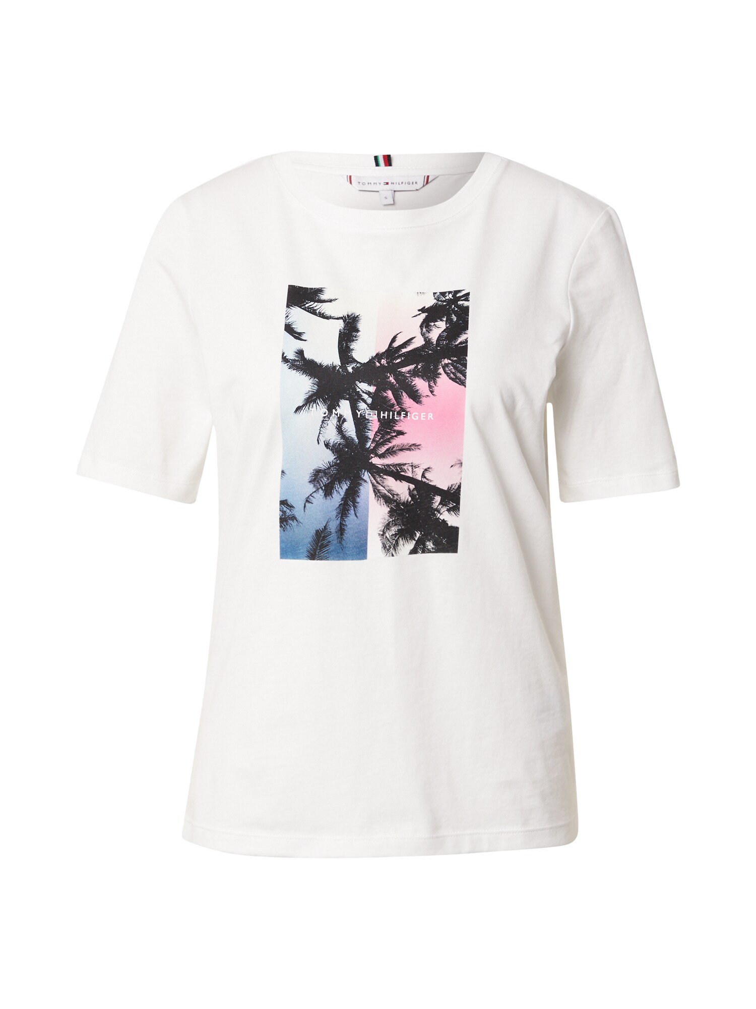 TOMMY HILFIGER Póló  fehér / rózsaszín / fekete / égkék