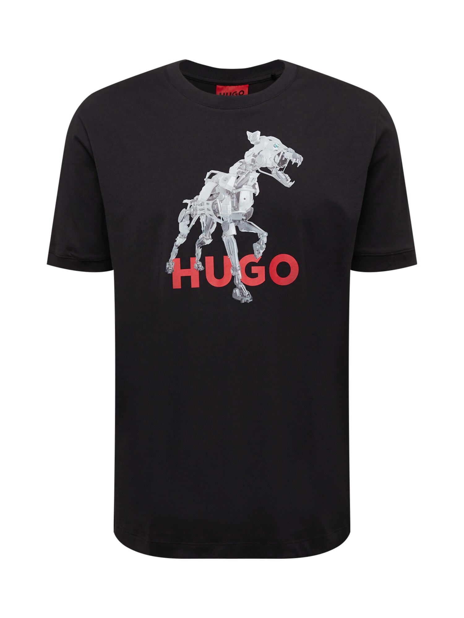 HUGO Póló 'Dobotic'  fekete / piros / ezüstszürke / világosszürke