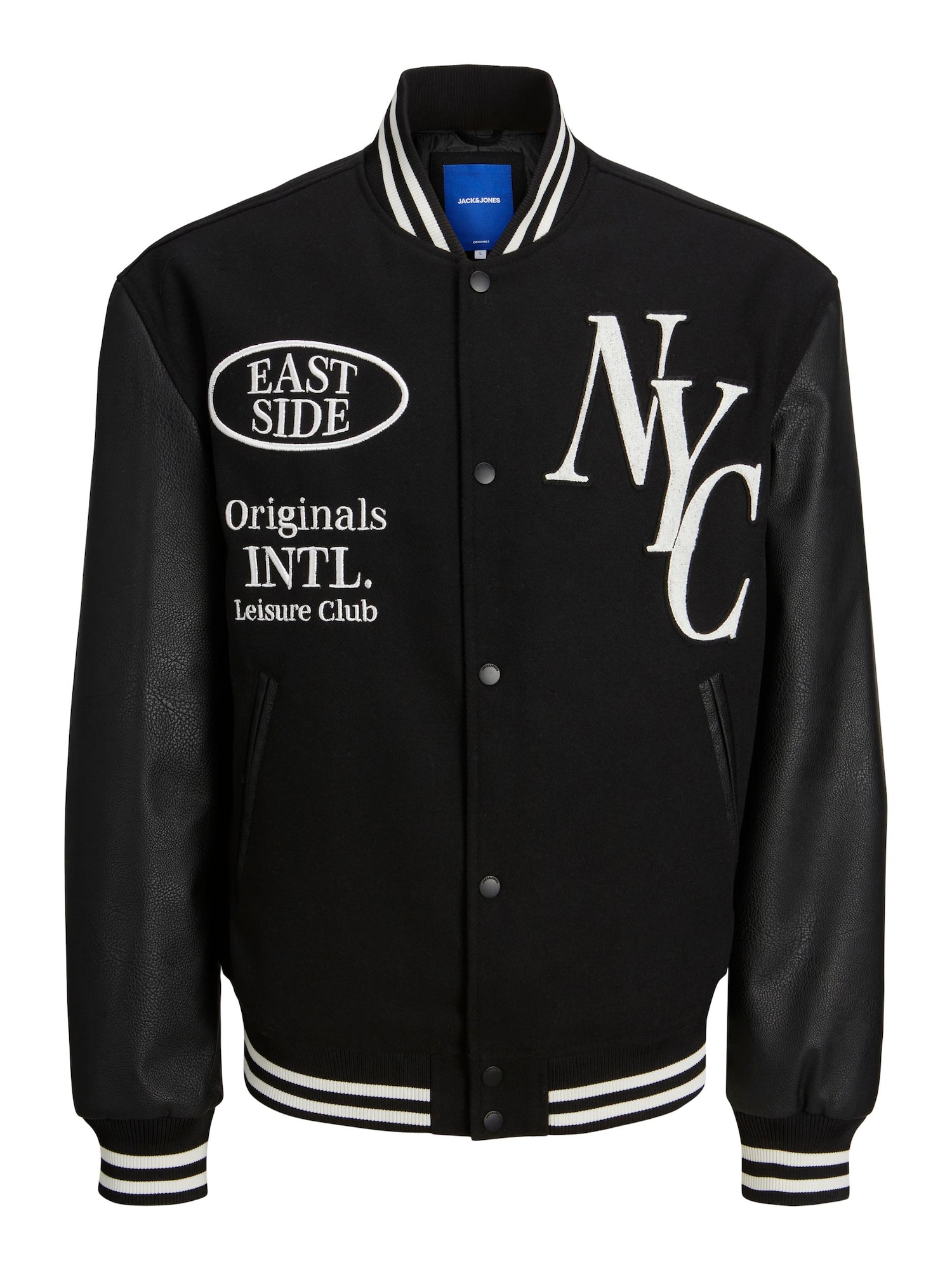 JACK & JONES Átmeneti dzseki 'CUTSEW'  fekete / fehér