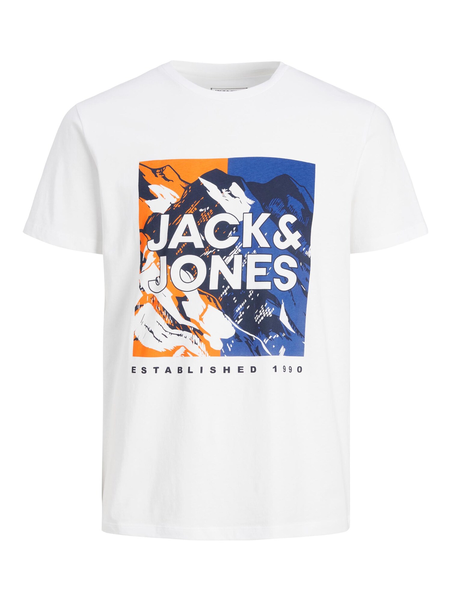 JACK & JONES Póló 'BOOSTER'  fehér / kék / tengerészkék / narancs