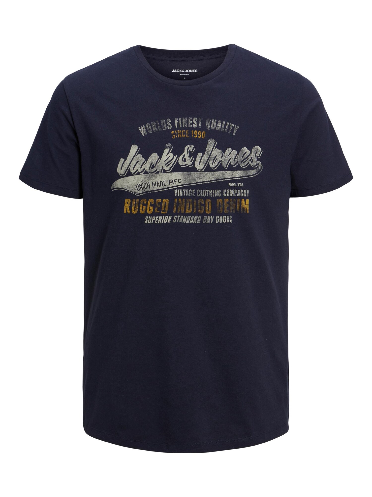 JACK & JONES Póló 'BOOSTER'  tengerészkék / világosszürke / sárga
