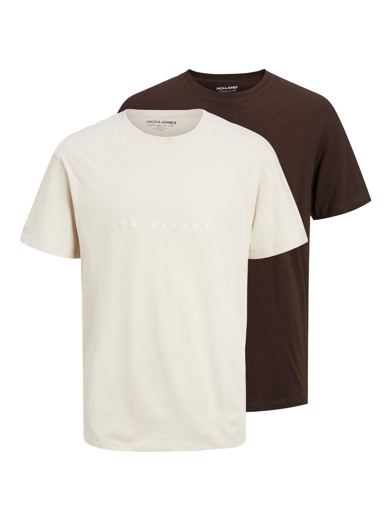 JACK & JONES Póló 'COPENHAGEN'  sötét barna / bézs / fehér