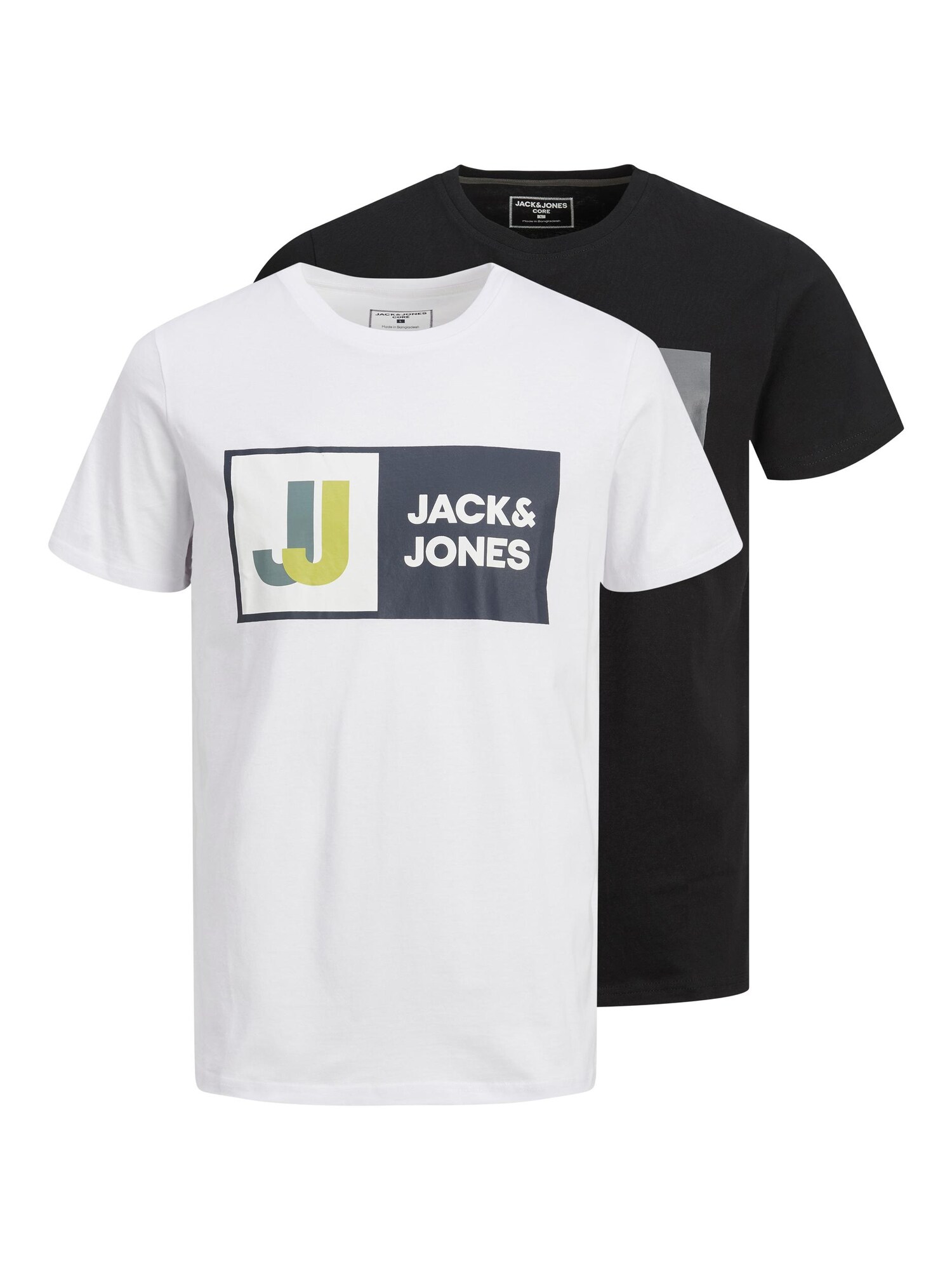 JACK & JONES Póló 'LOGAN'  fekete / fehér / szürke / nád / narancs