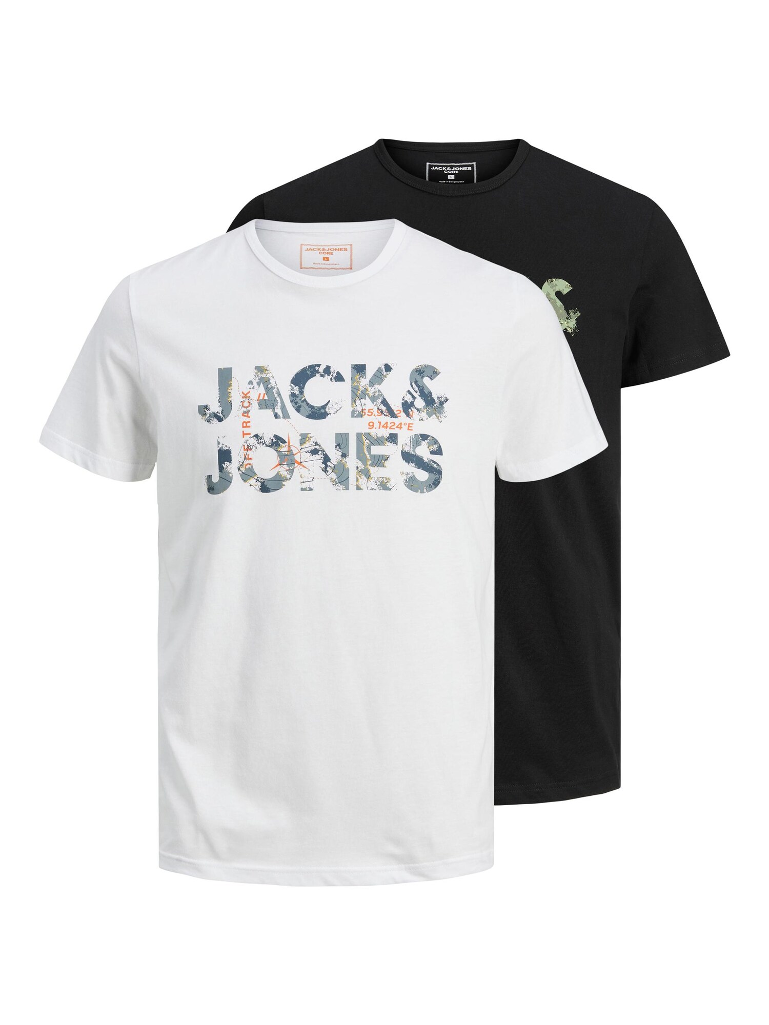 JACK & JONES Póló  fekete / fehér / opál / narancs