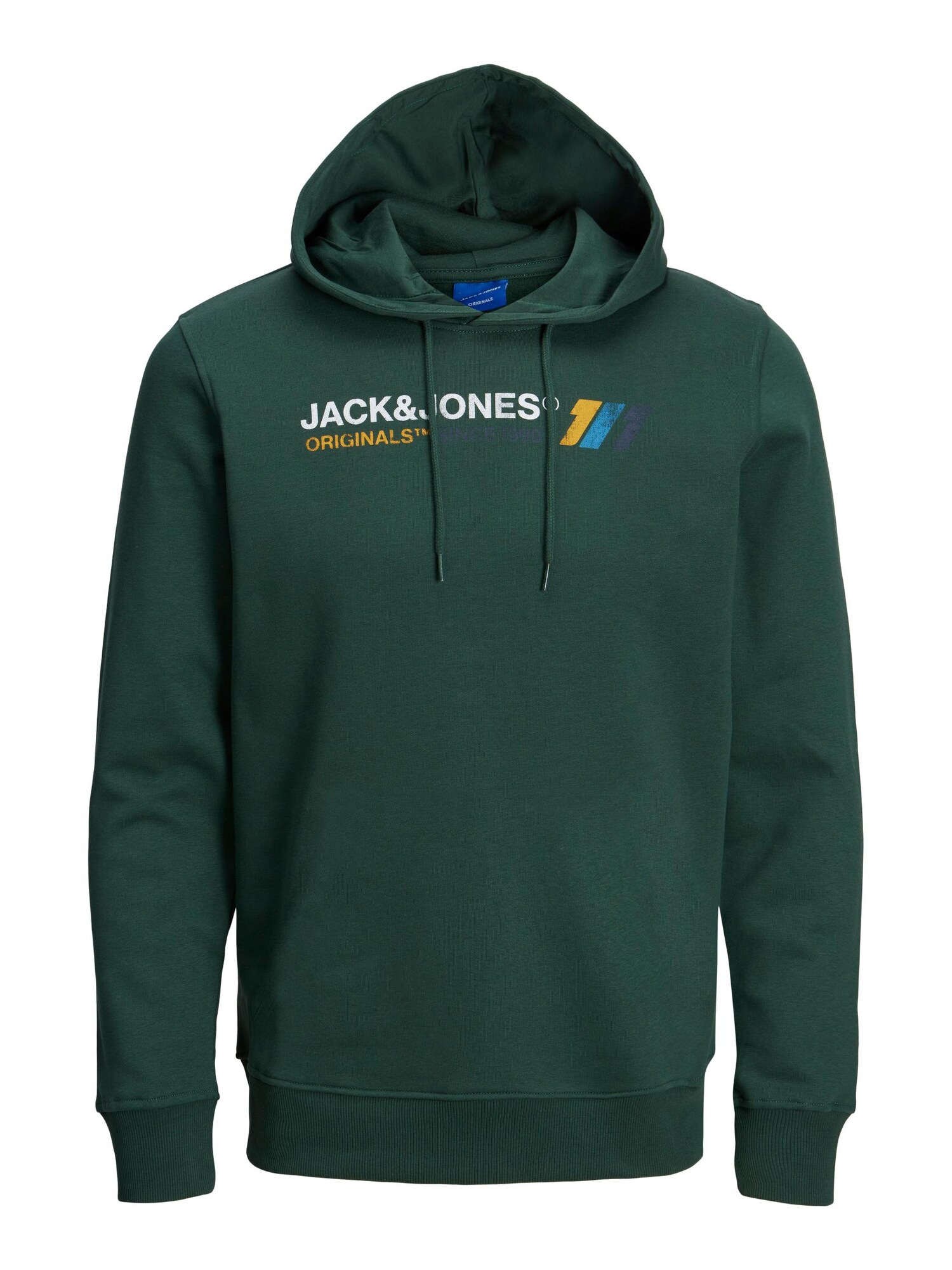 JACK & JONES Tréning póló 'Nate'  sötétzöld / aranysárga / világoskék / fehér