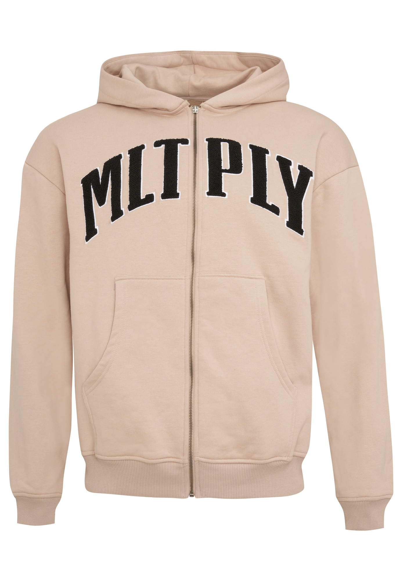 Multiply Apparel Tréning dzseki 'Embroidery'  világos bézs / fehér / fekete