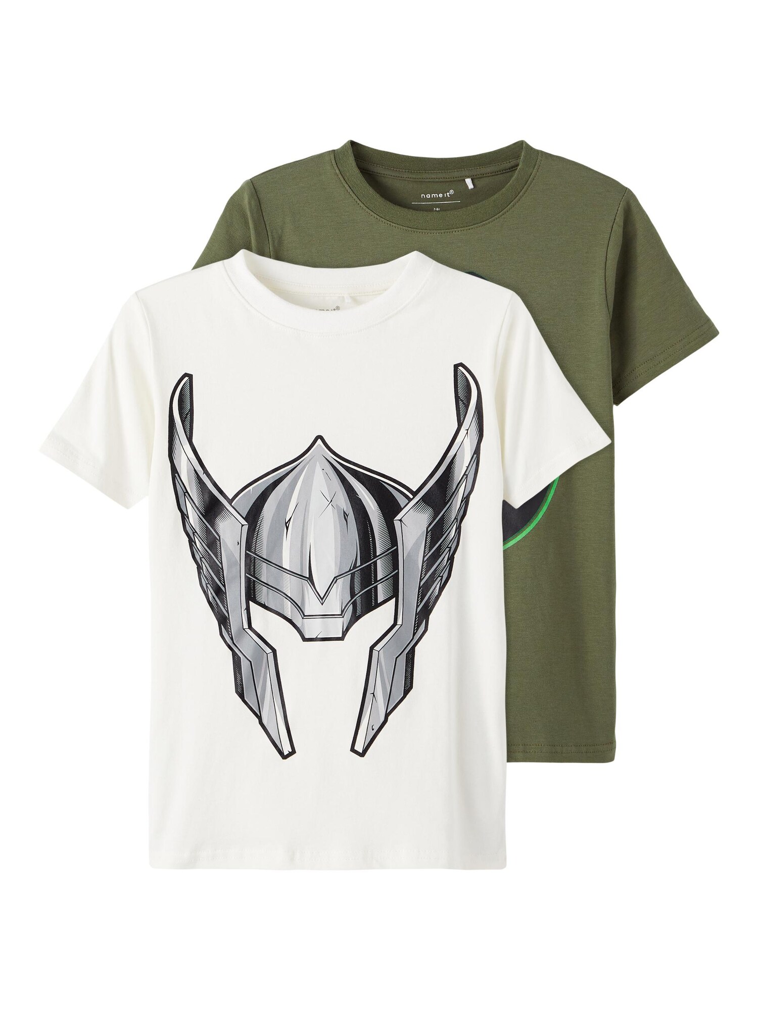 NAME IT Póló 'JEFRY MARVEL'  fehér / fekete / szürke / neonzöld / khaki