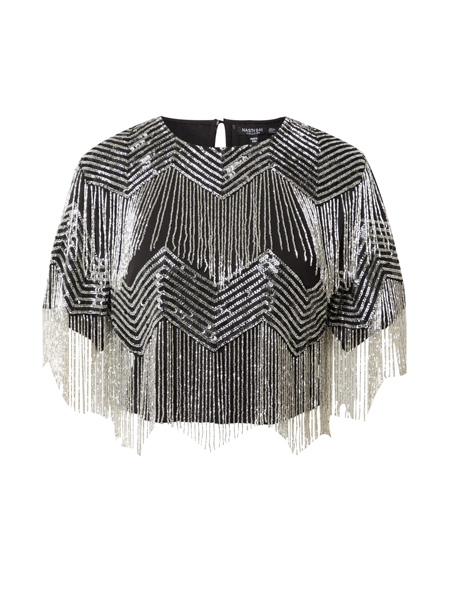 Nasty Gal Blúz  ezüst / fekete