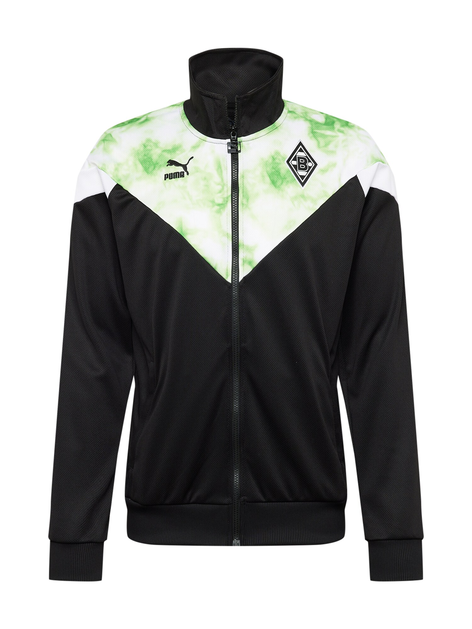 PUMA Tréningdzseki 'Borussia Mönchengladbach'  fekete / fehér / citromzöld