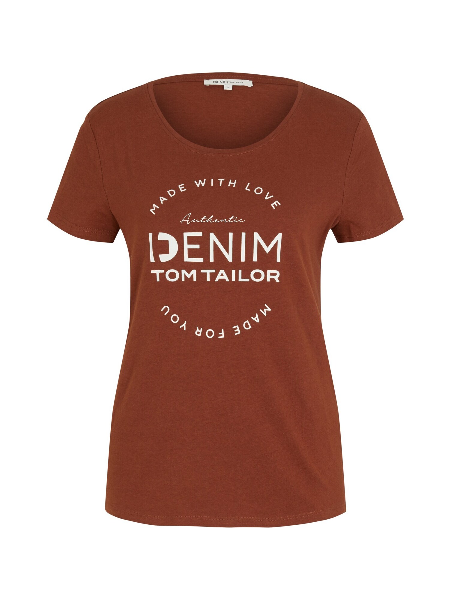 TOM TAILOR DENIM Póló  fehér / gesztenyebarna