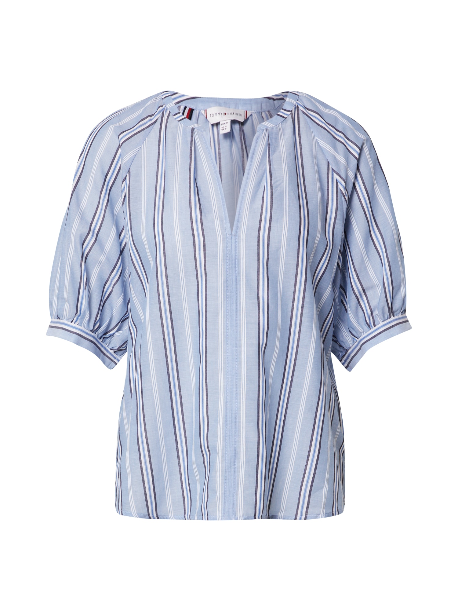 TOMMY HILFIGER Blúz  világoskék / fehér / szürke