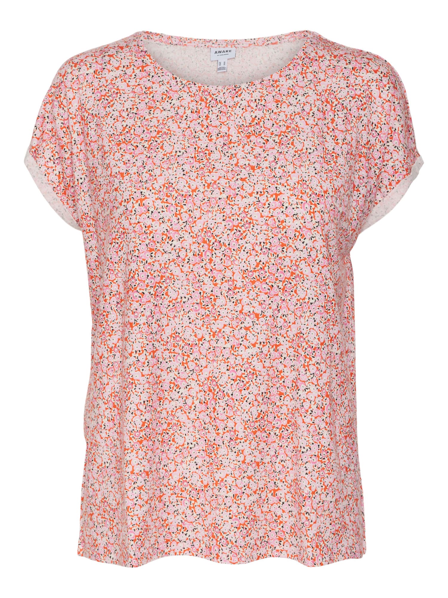 VERO MODA Póló 'Ava'  narancs / rózsaszín / fekete / fehér