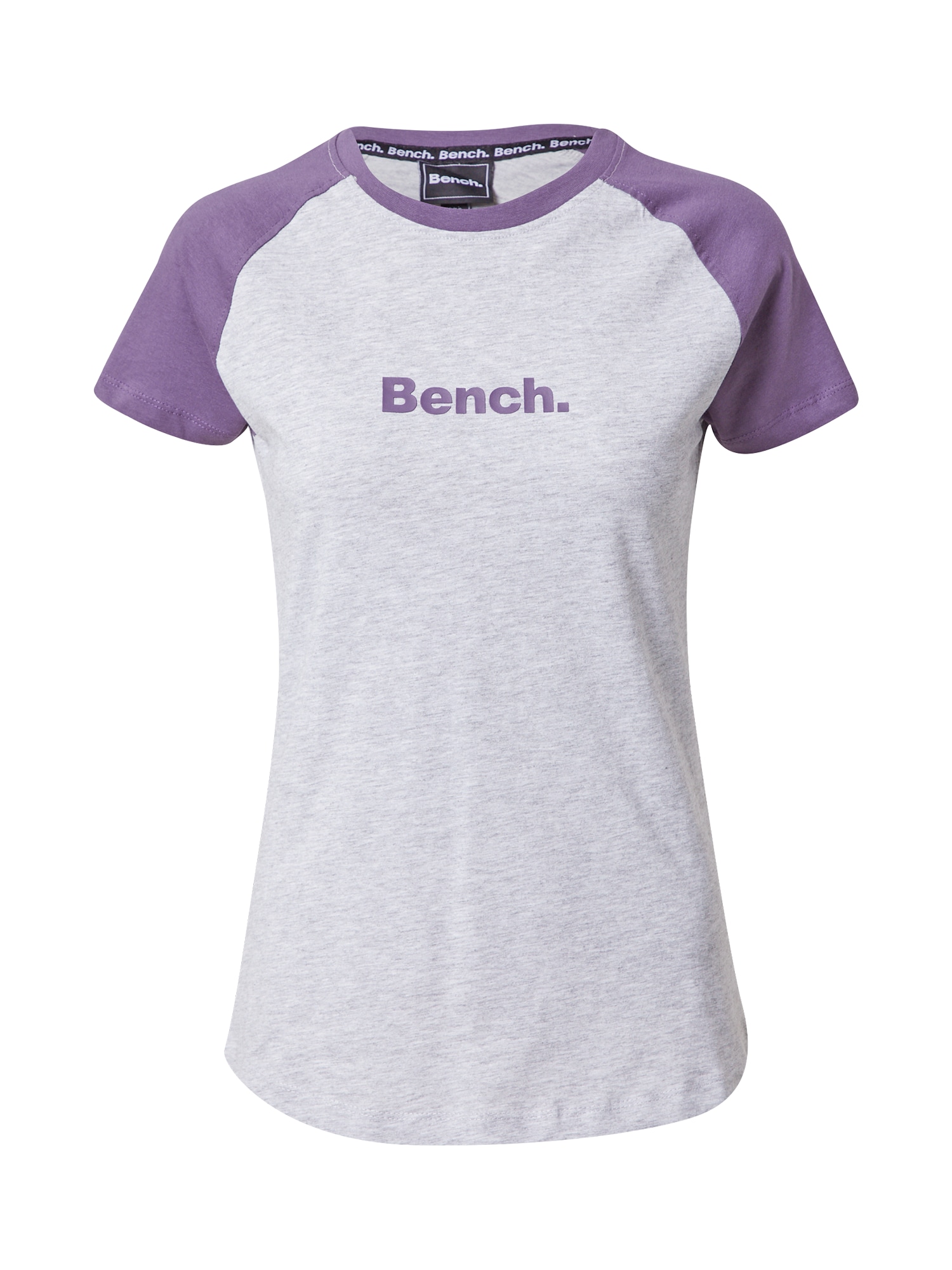 BENCH Póló 'FUTURA'  szürke melír / sötétlila