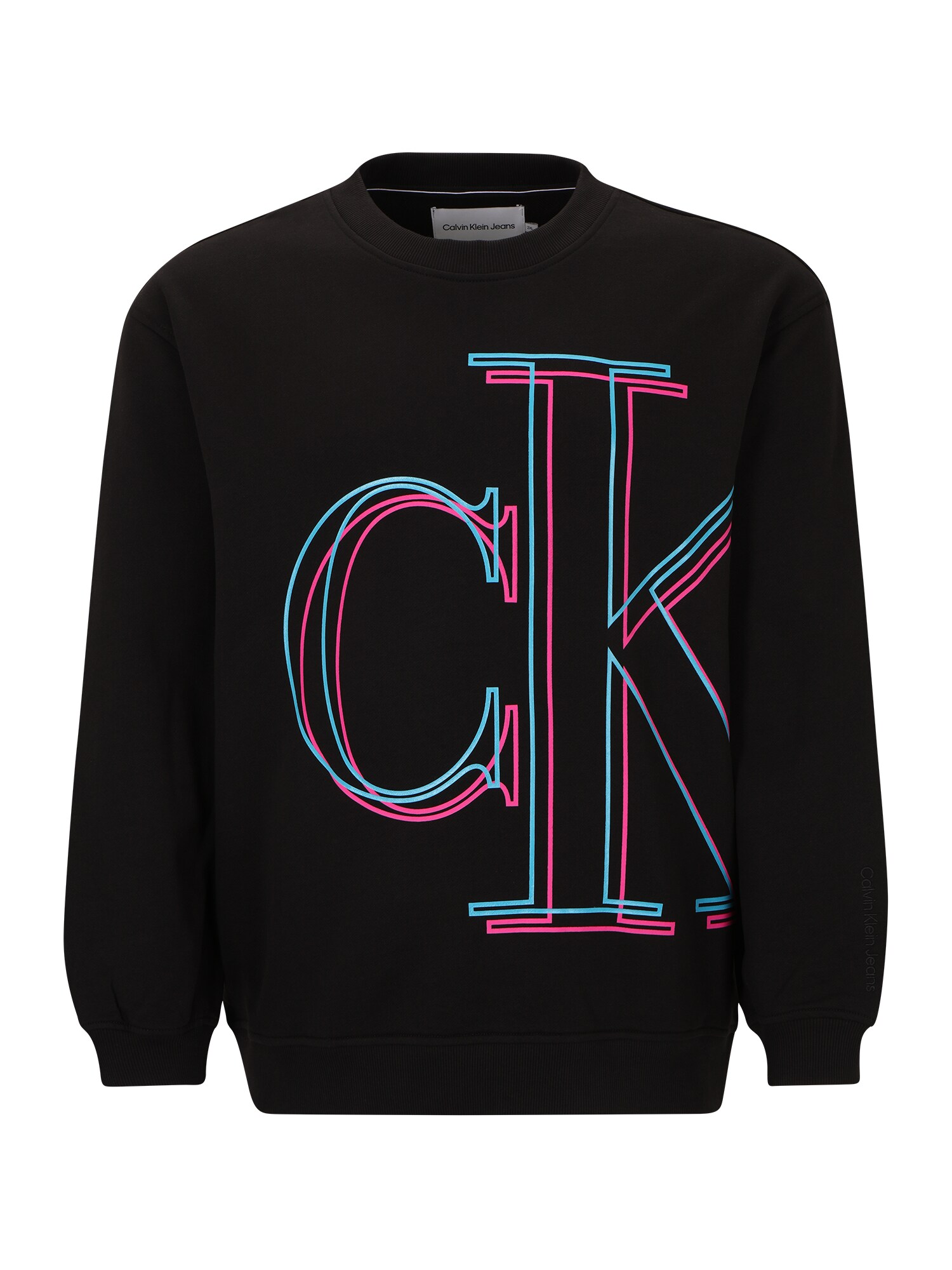 Calvin Klein Jeans Plus Tréning póló 'Illuminated'  fekete / neon-rózsaszín / neonkék