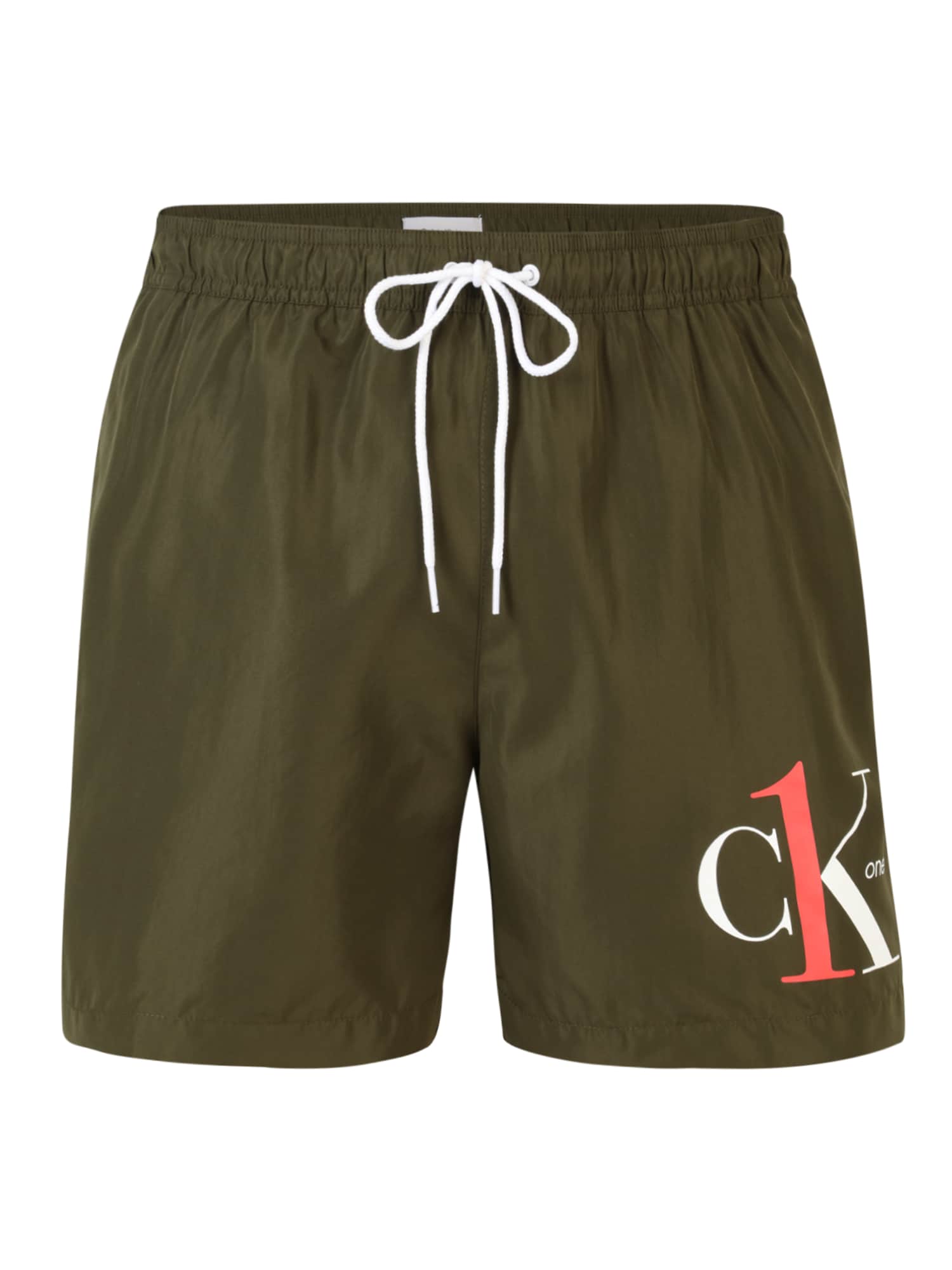 Calvin Klein Swimwear Rövid fürdőnadrágok  sötétzöld / fehér / lazac