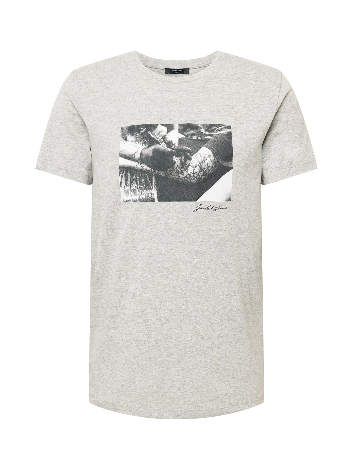 JACK & JONES Póló  szürke melír / fekete / fehér