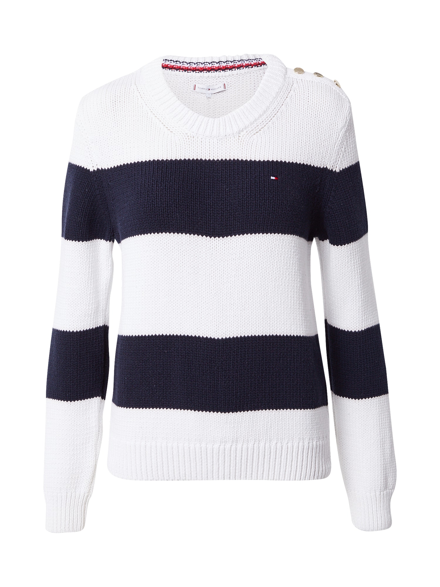 TOMMY HILFIGER Pulóver  tengerészkék / piros / ekrü