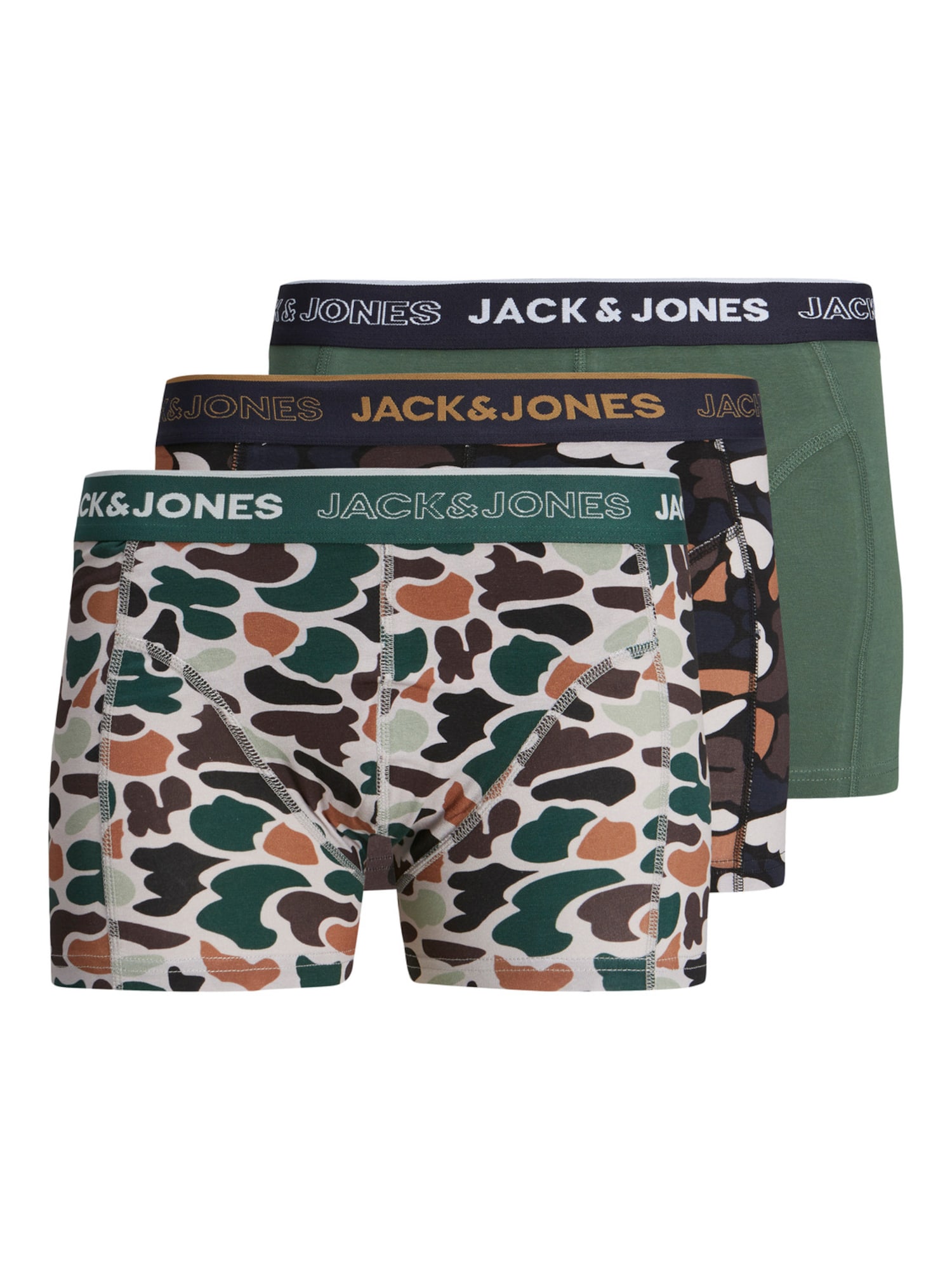JACK & JONES Boxeralsók 'Camo'  zöld / bézs / fekete / szürke / fehér / barna