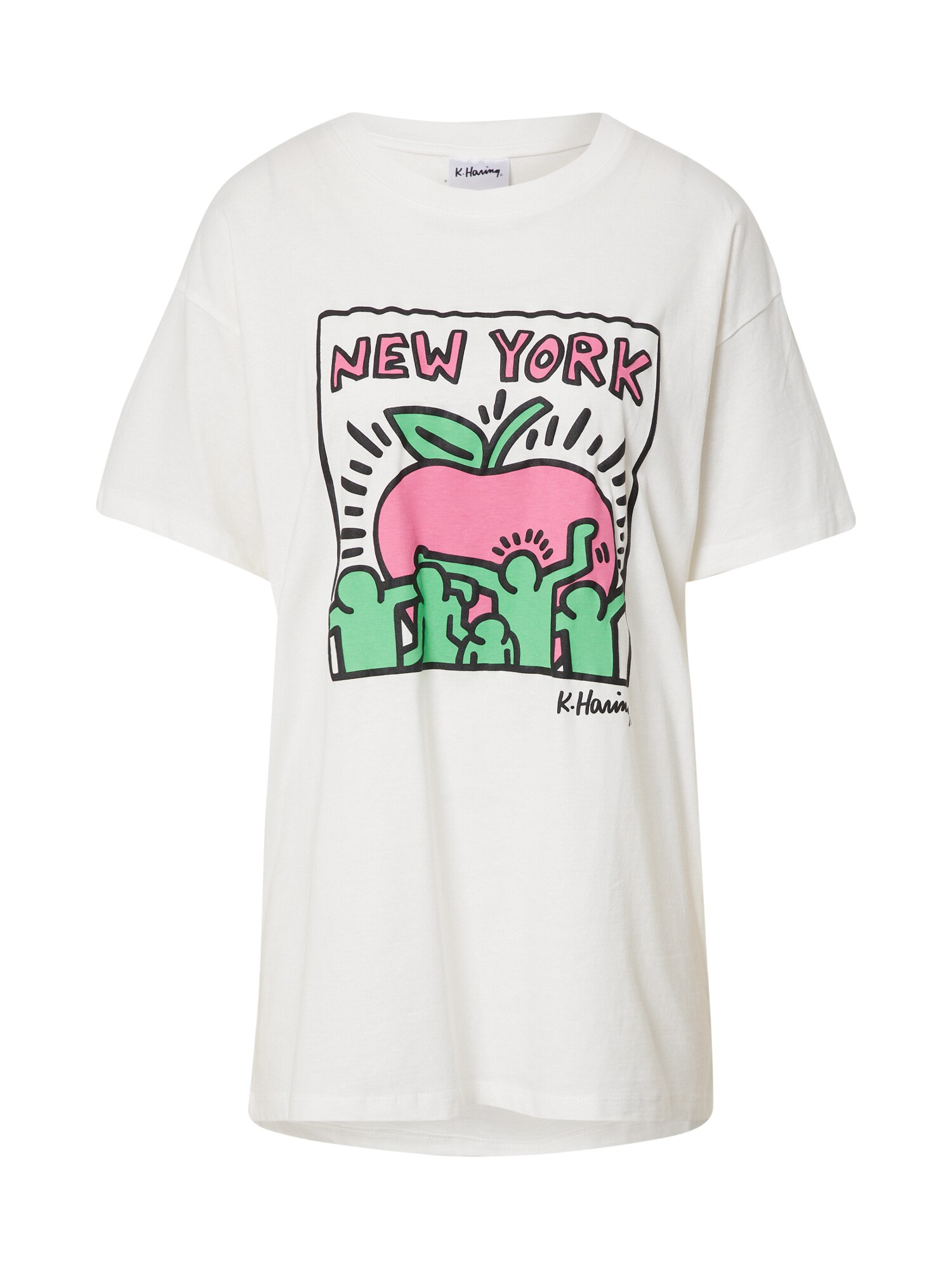 Cotton On Oversize póló  fehér / rózsaszín / világoszöld / fekete