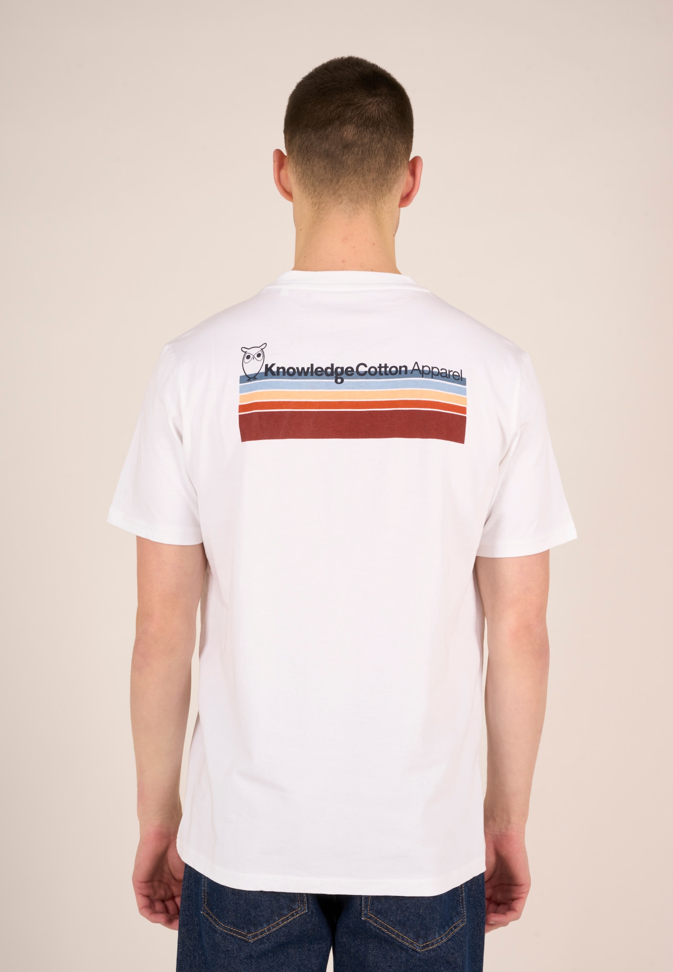 KnowledgeCotton Apparel Póló  fehér / fekete / borvörös / piros