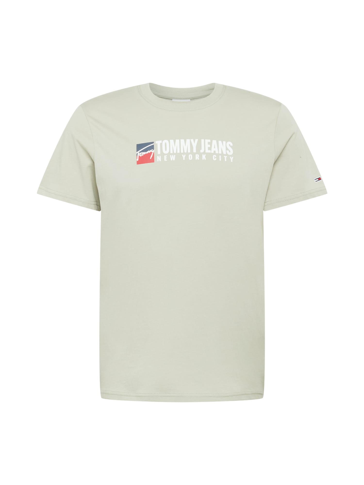 Tommy Jeans Póló  világoszöld / fehér / piros