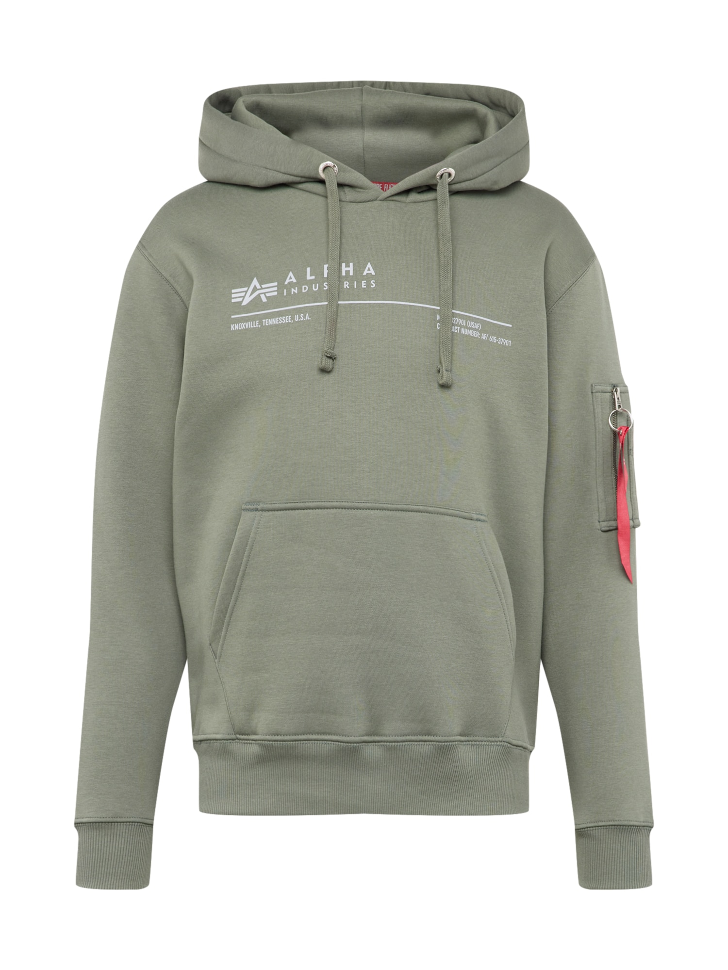 ALPHA INDUSTRIES Tréning póló  zöld / fehér