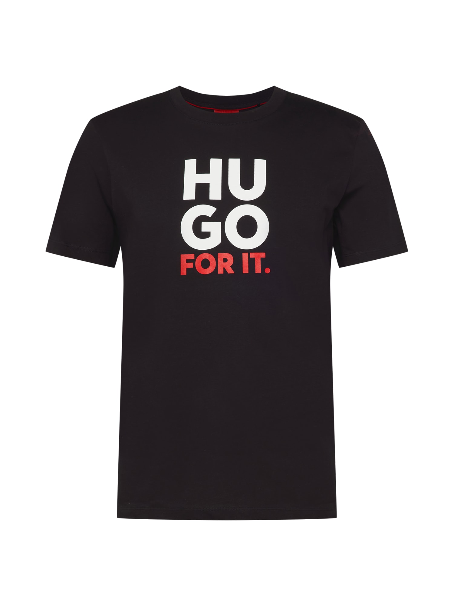 HUGO Póló 'Dimentis'  fekete / fehér / piros