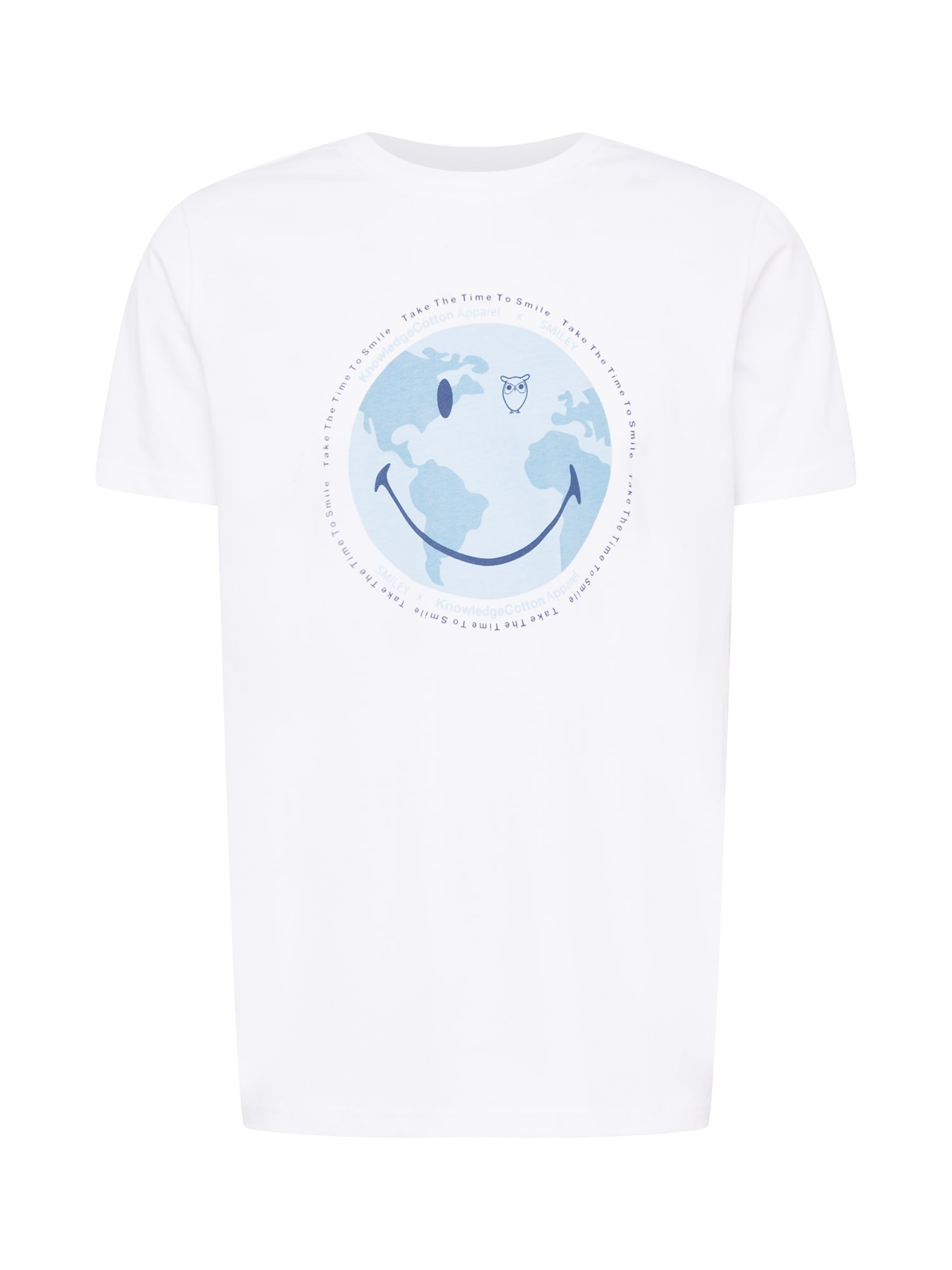 KnowledgeCotton Apparel Póló 'SMILEY™'  fehér / kék / tengerészkék