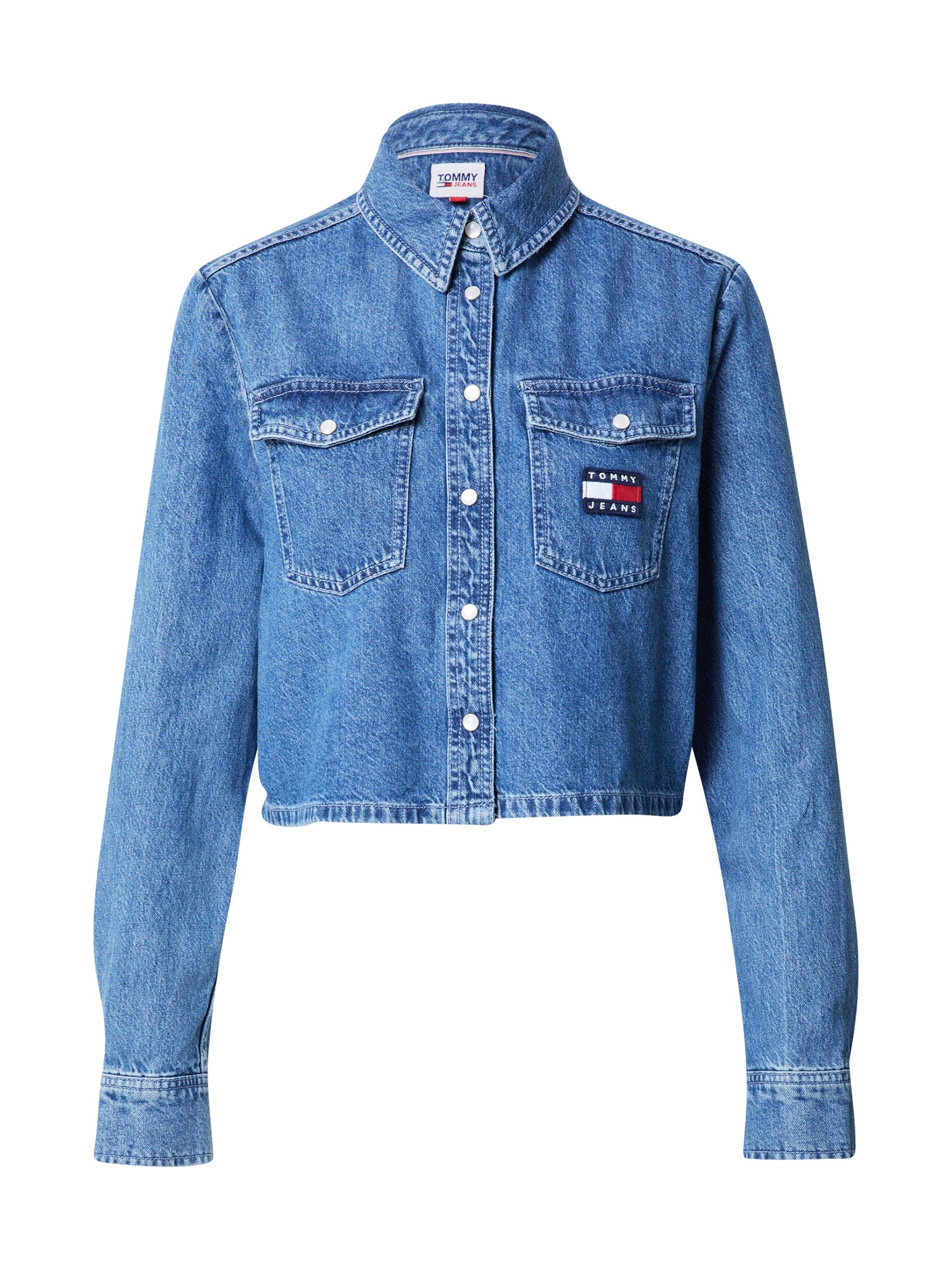 Tommy Jeans Blúz  kék farmer / piros / fehér / tengerészkék