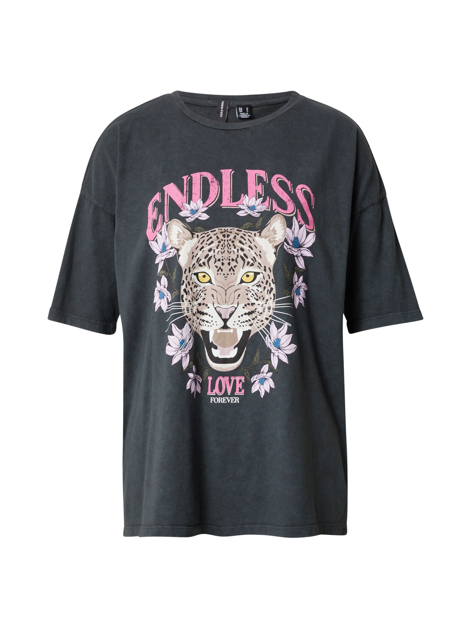 VERO MODA Oversize póló 'FOREVER'  fekete / rózsaszín / testszínű / kék